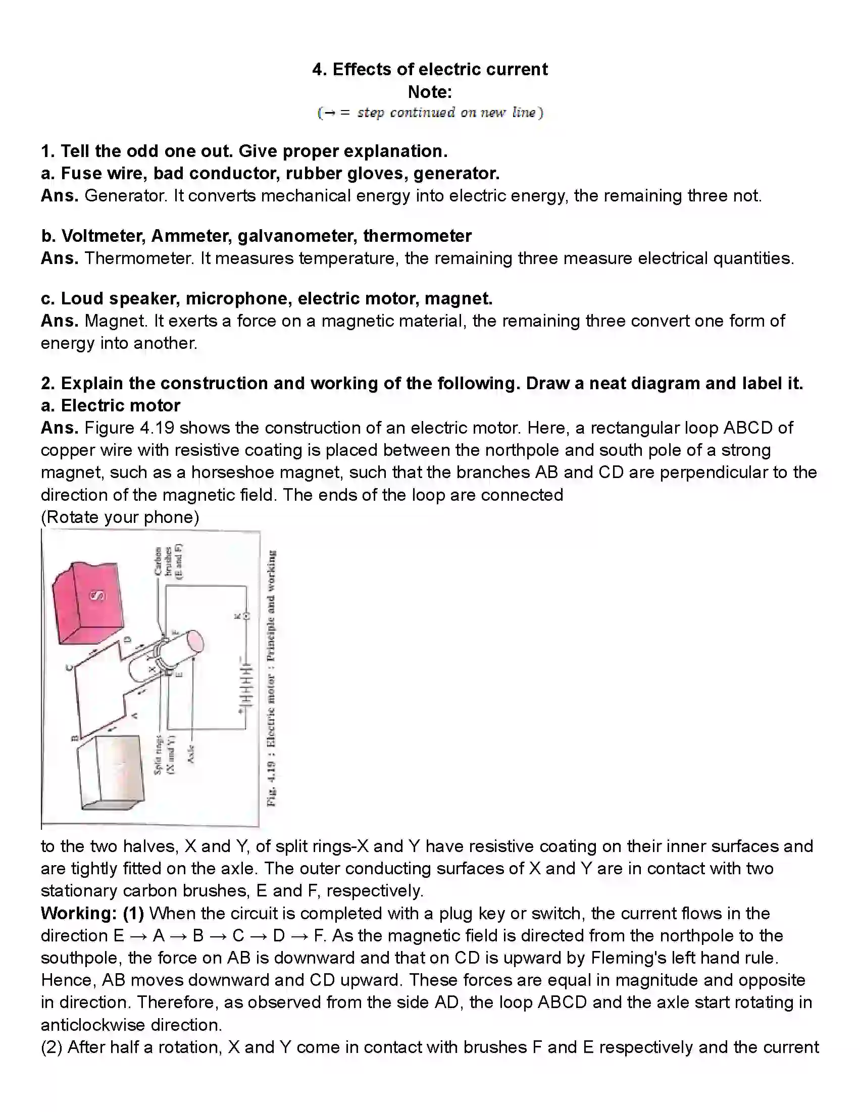 Maharashtra Board Class 10th Science Part - 1 Effects of Electric Current Revision Note 1