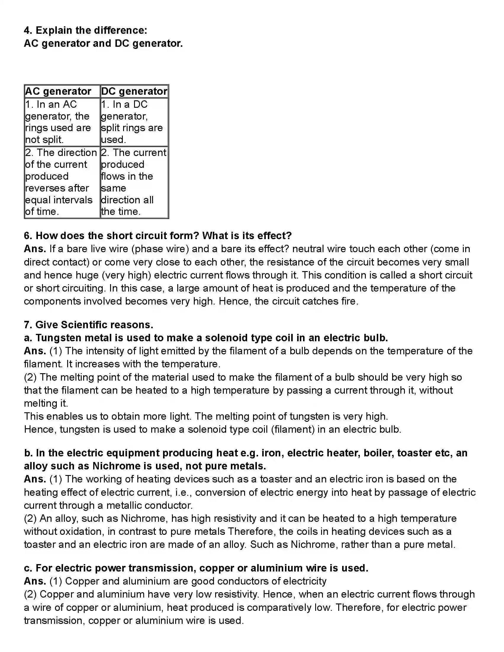 Maharashtra Board Class 10th Science Part - 1 Effects of Electric Current Revision Note 3