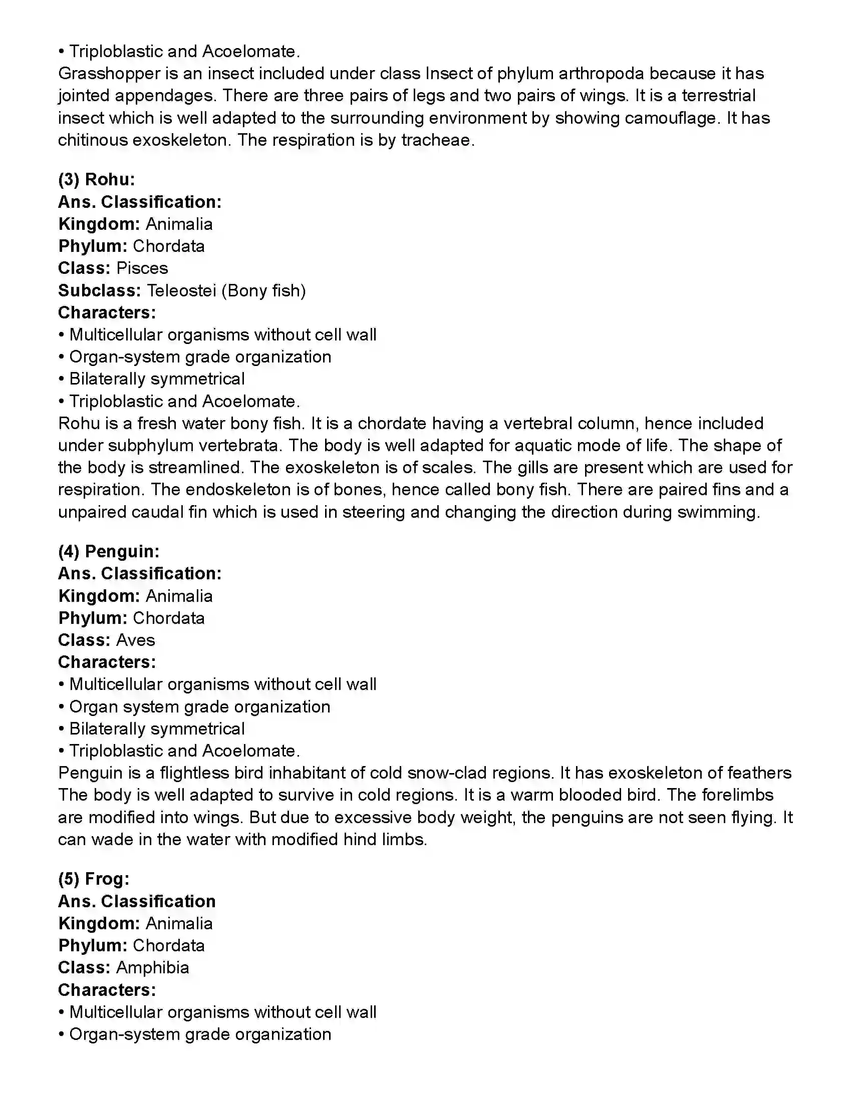 Maharashtra Board Class 10th Science Part - 2 Animal Classification Revision Note 2