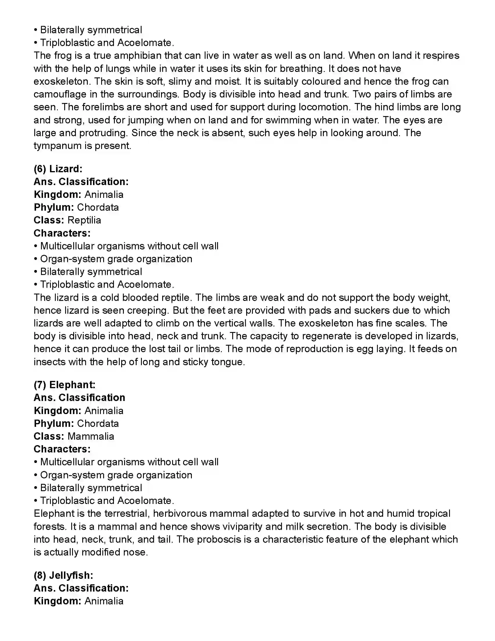 Maharashtra Board Class 10th Science Part - 2 Animal Classification Revision Note 3
