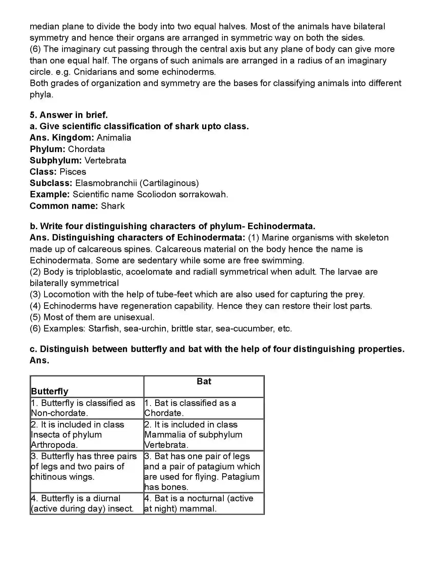 Maharashtra Board Class 10th Science Part - 2 Animal Classification Revision Note 5