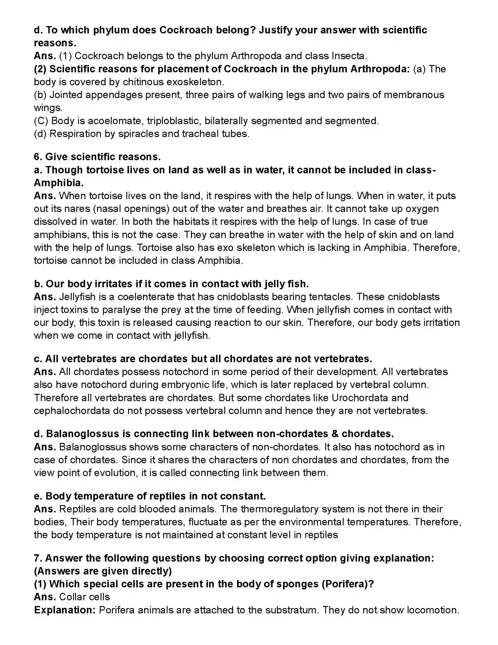 Maharashtra Board Class 10th Science Part - 2 Animal Classification Revision Note 6