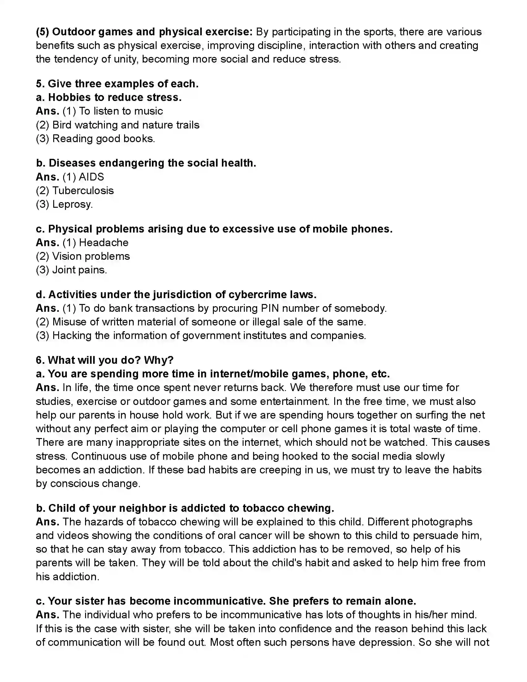 Maharashtra Board Class 10th Science Part - 2 Social health Revision Note 3