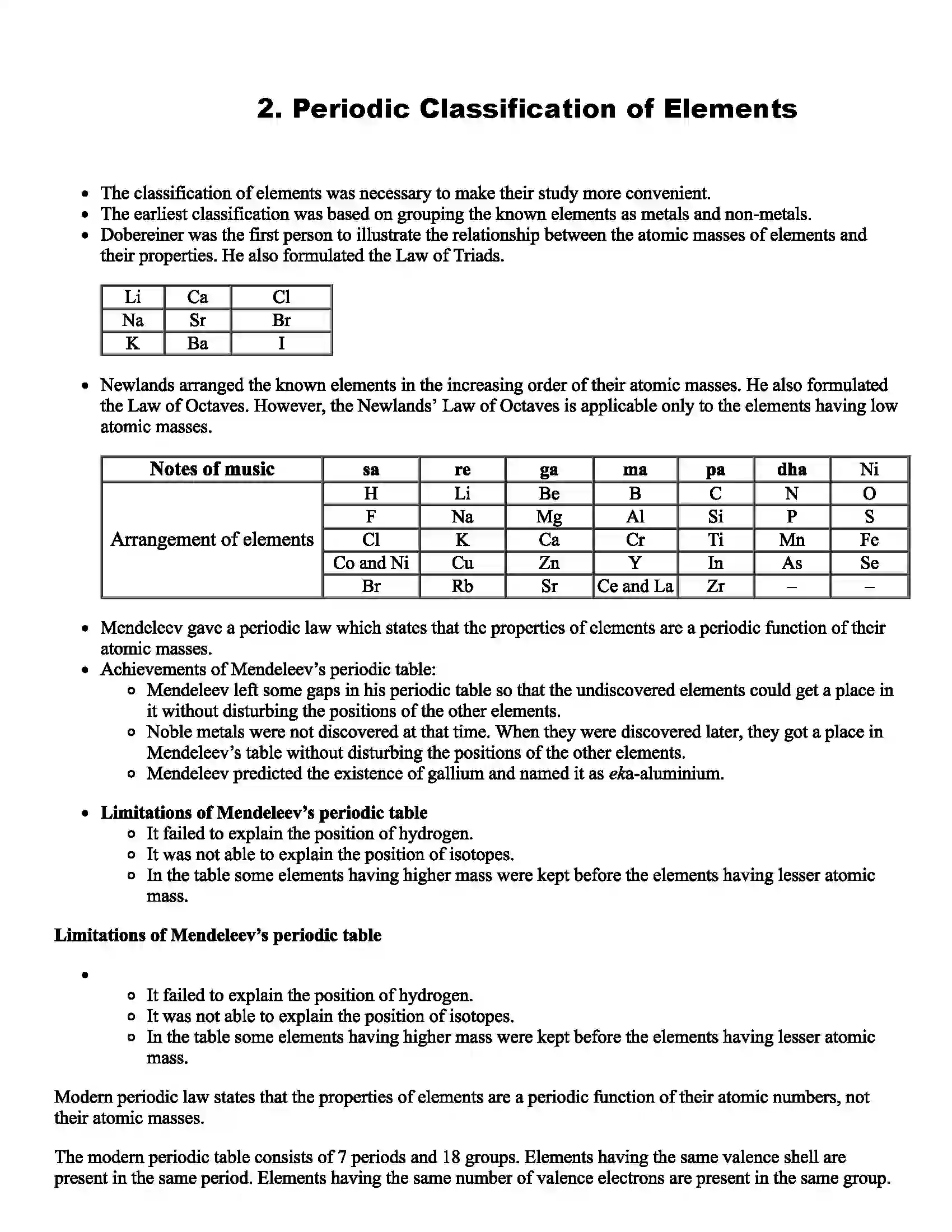 Maharashtra Board Class 10th Science Periodic Classification of Elements Revision Note 1