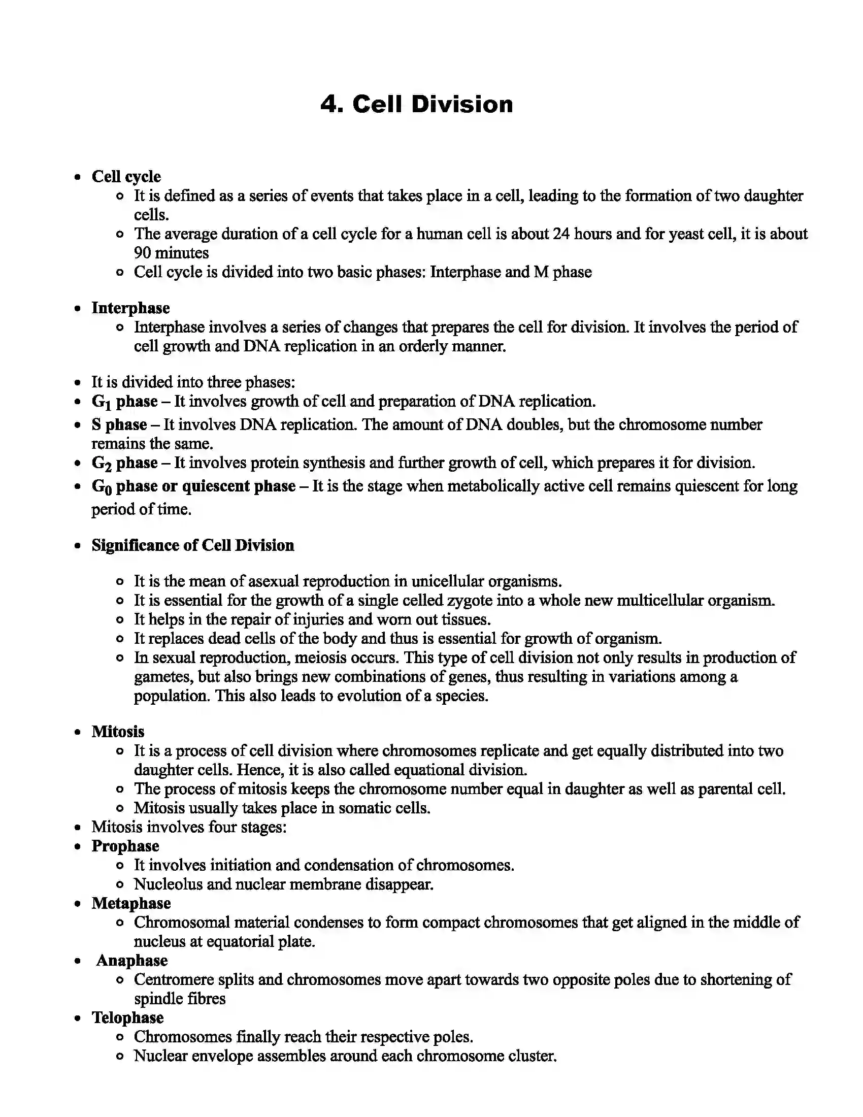 Maharashtra Board Class 11th Biology Cell Division Revision Note 1