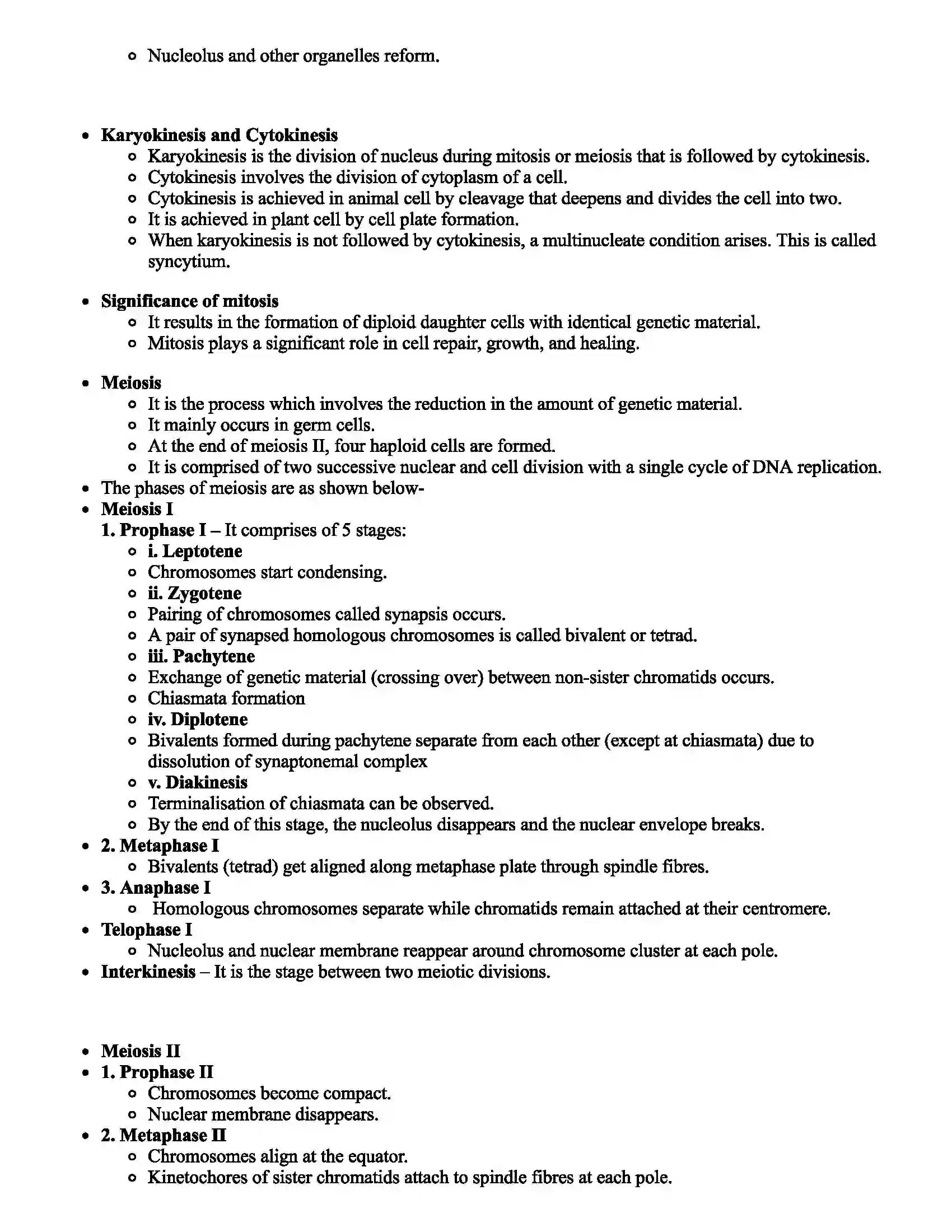 Maharashtra Board Class 11th Biology Cell Division Revision Note 2