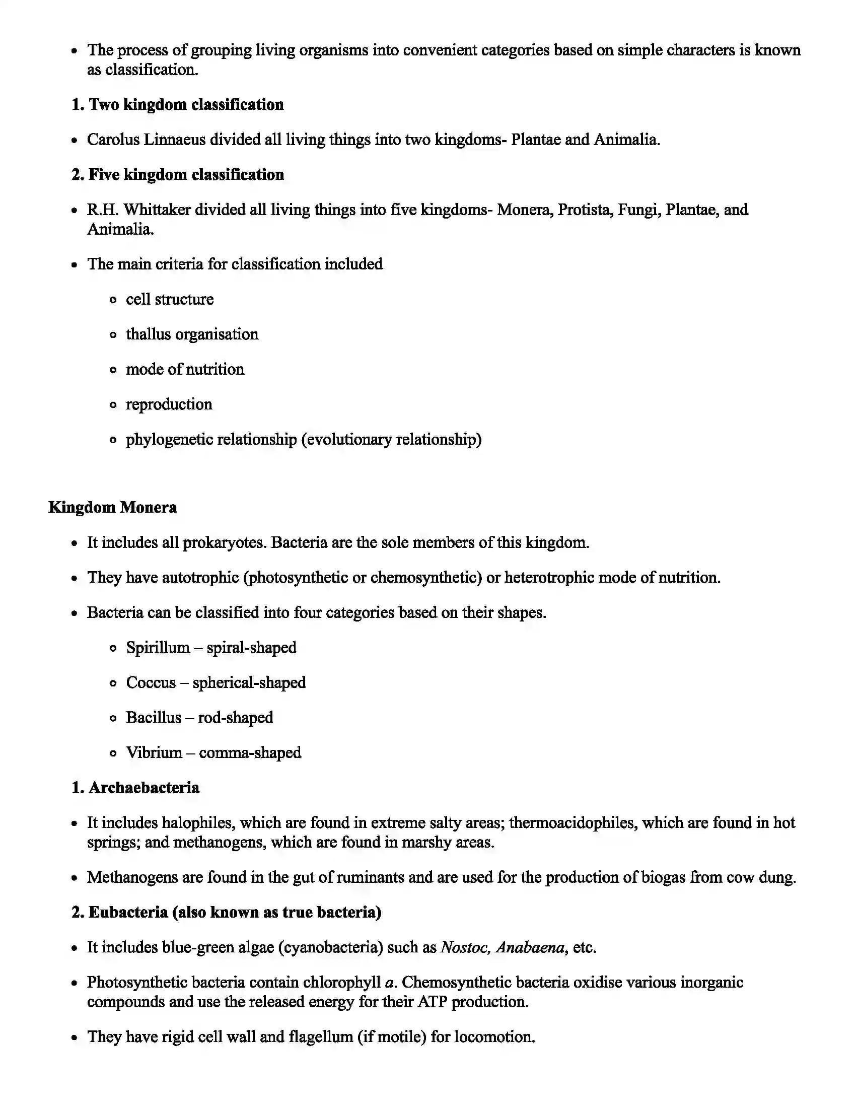 Maharashtra Board Class 11th Biology Diversity in Organisms Revision Note 3