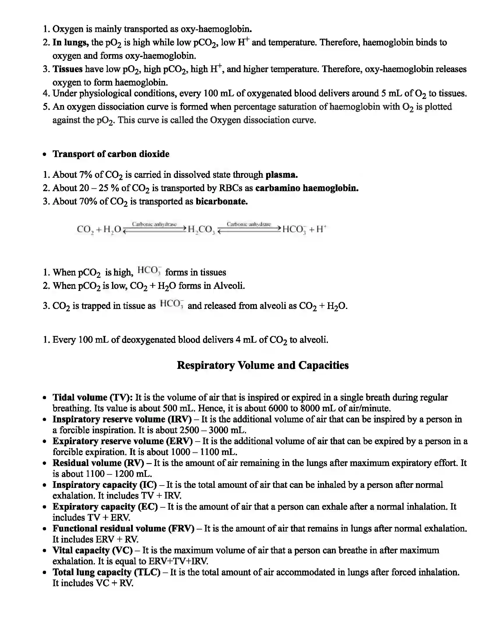 Maharashtra Board Class 11th Biology Human Respiration Revision Note 4