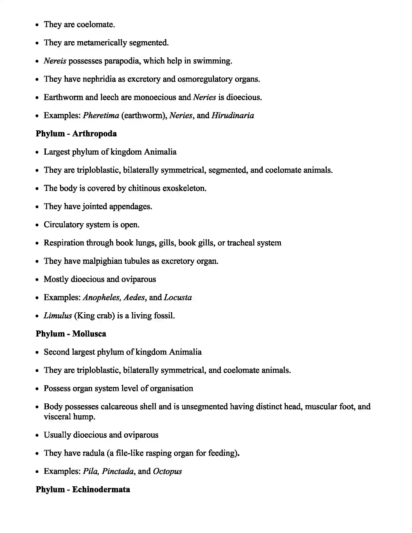 Maharashtra Board Class 11th Biology Kingdom Animalia Revision Note 3