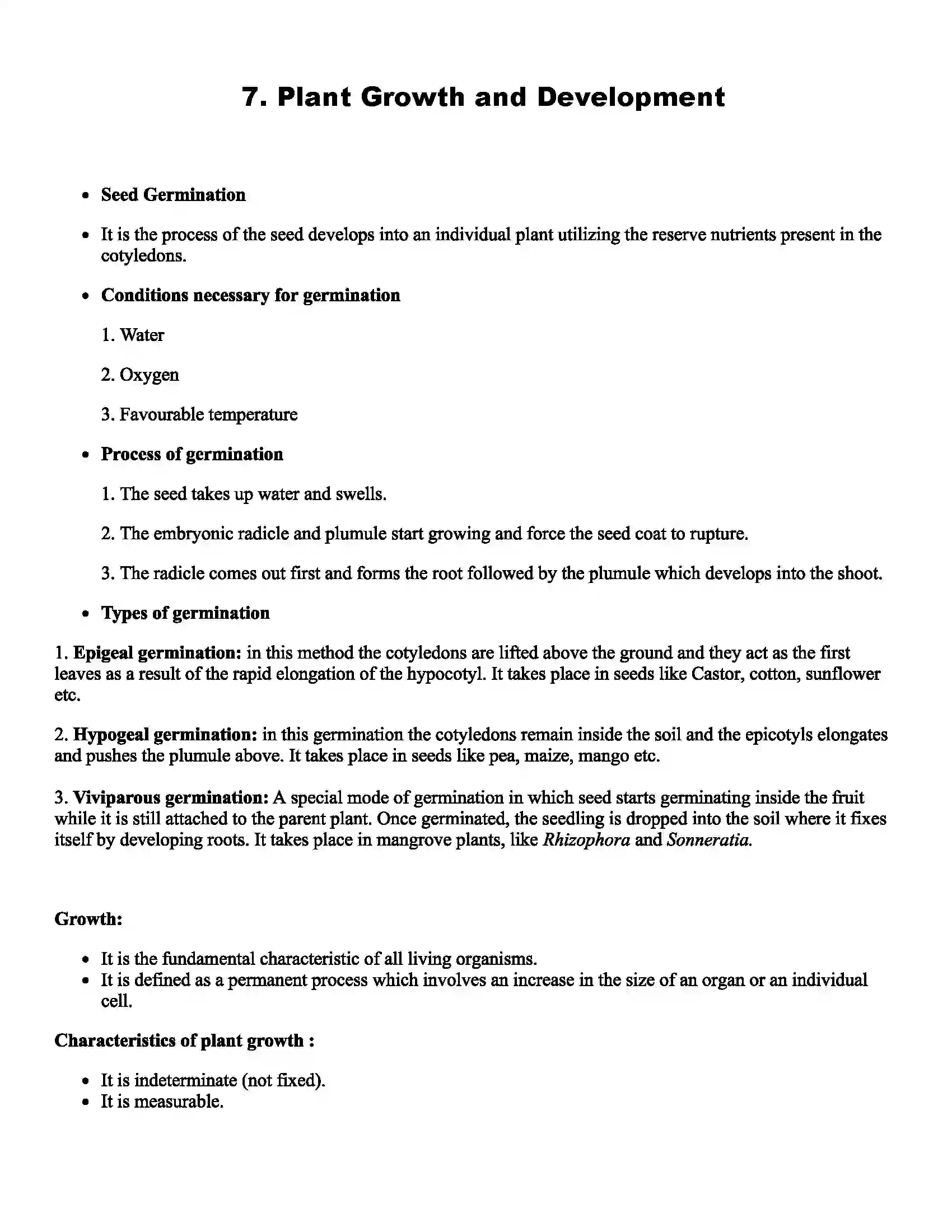 Maharashtra Board Class 11th Biology Plant Growth and Development Revision Note 1