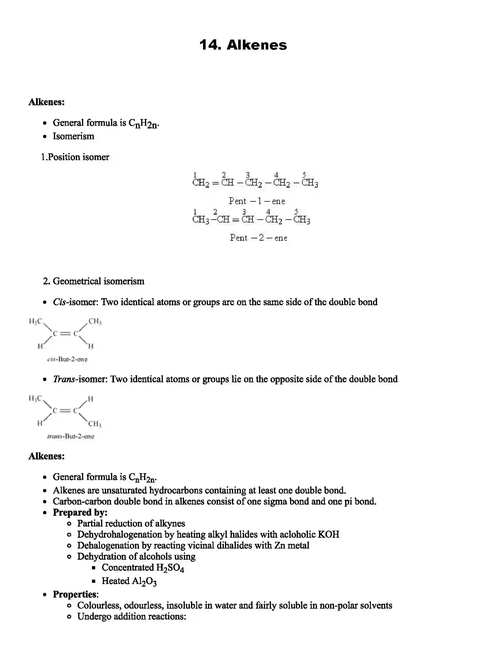 Maharashtra Board Class 11th Chemistry Alkenes Revision Note 1