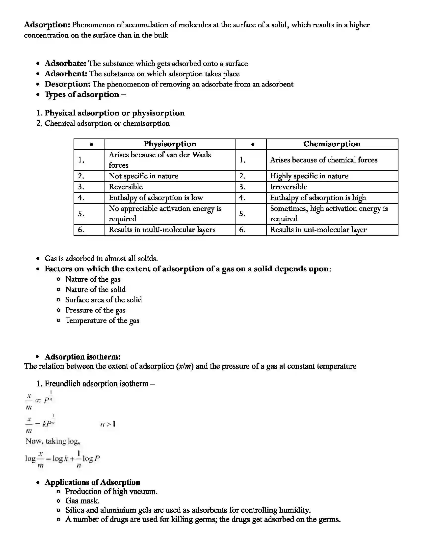 Maharashtra Board Class 11th Chemistry Surface Chemistry Revision Note 2