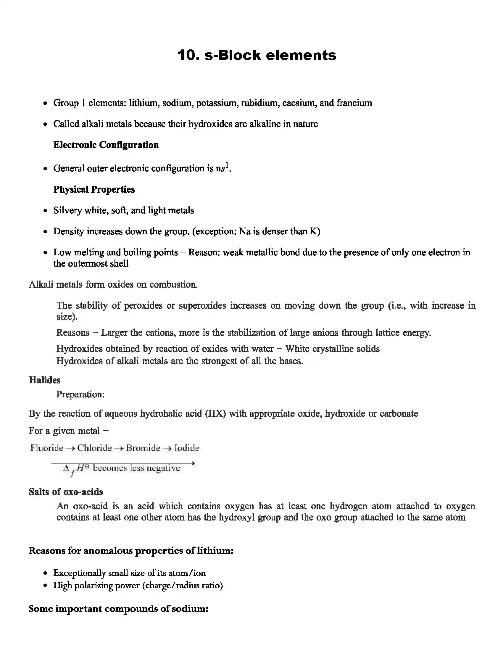 Maharashtra Board Class 11th Chemistry s-Block Elements Revision Note 1
