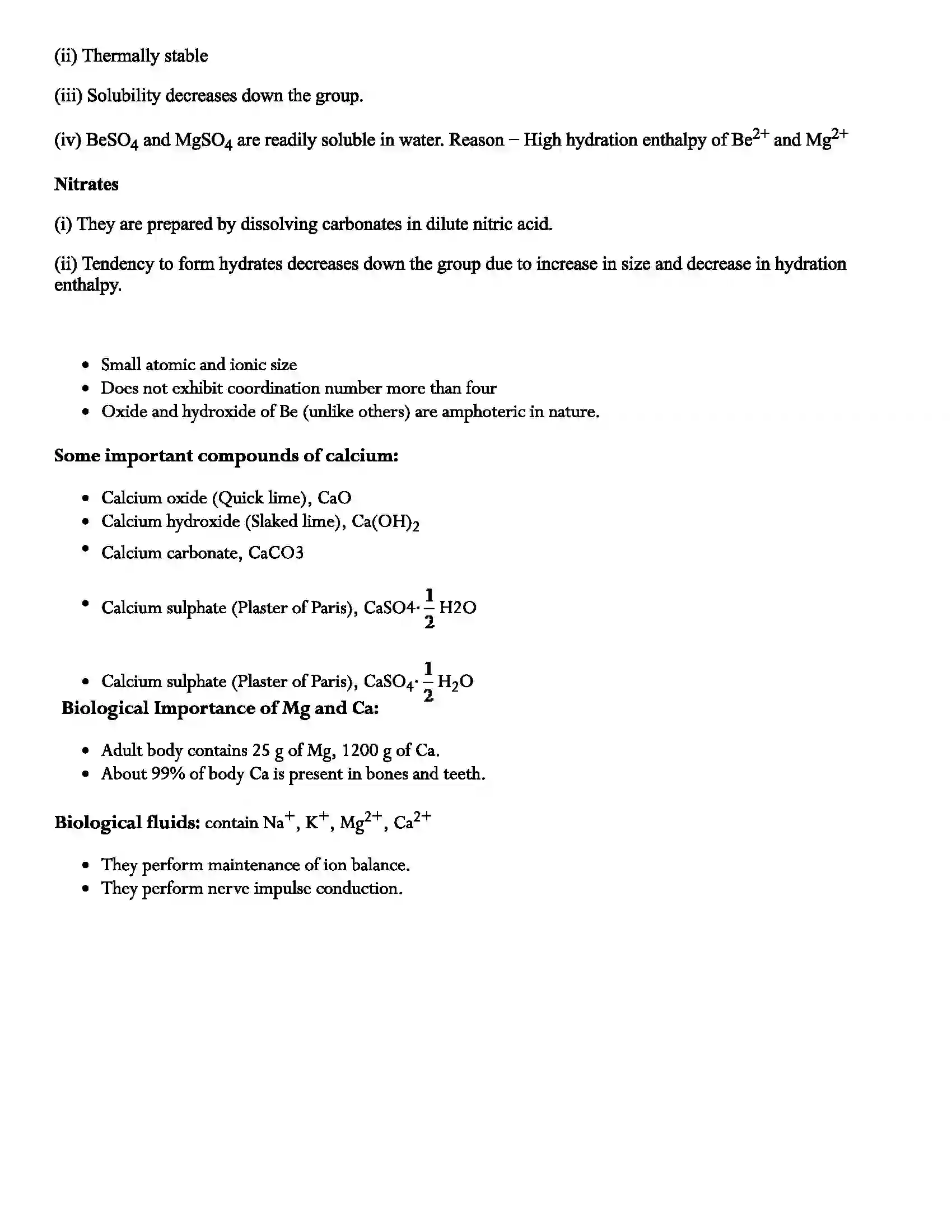 Maharashtra Board Class 11th Chemistry s-Block Elements Revision Note 5