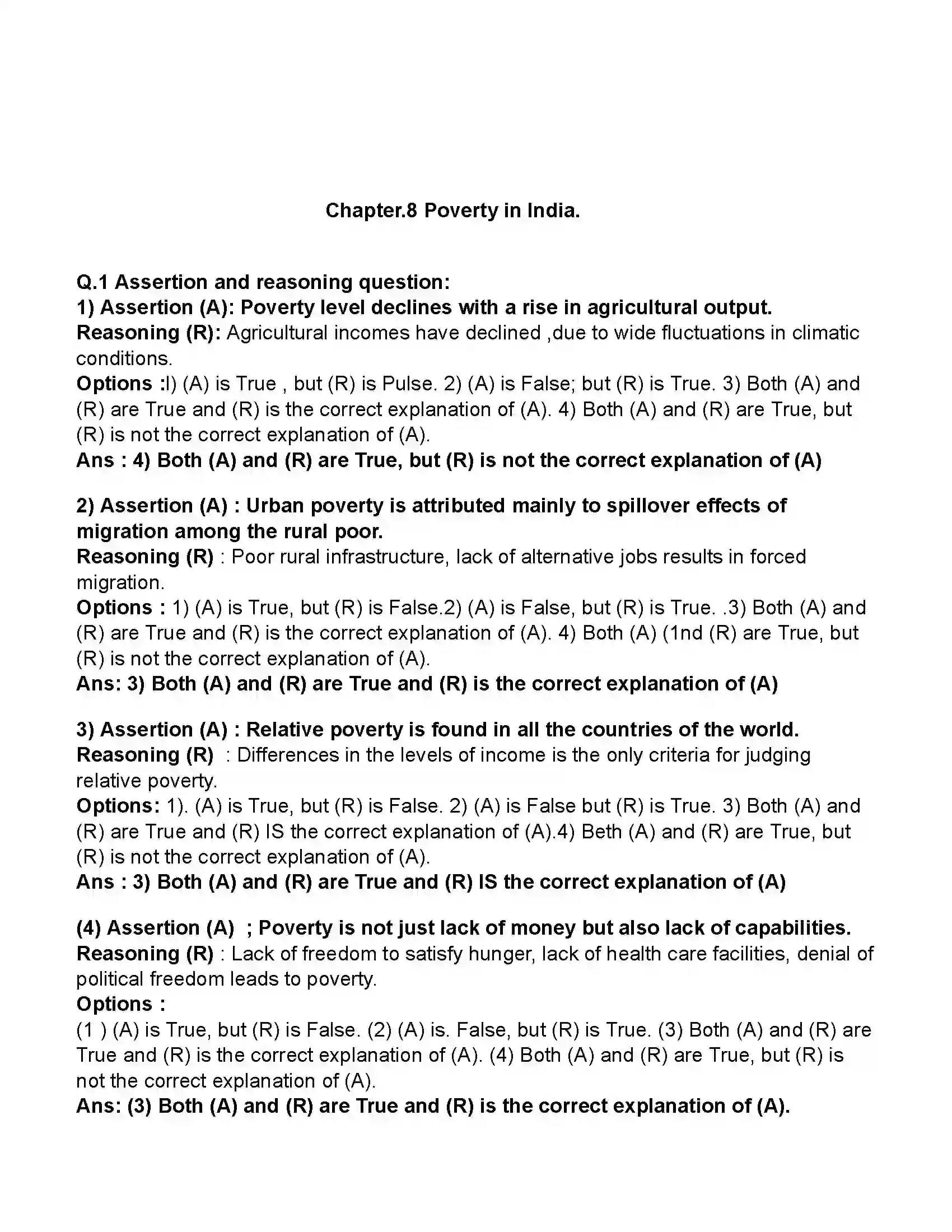 Maharashtra Board Class 11th Economics Poverty in India Revision Note 1