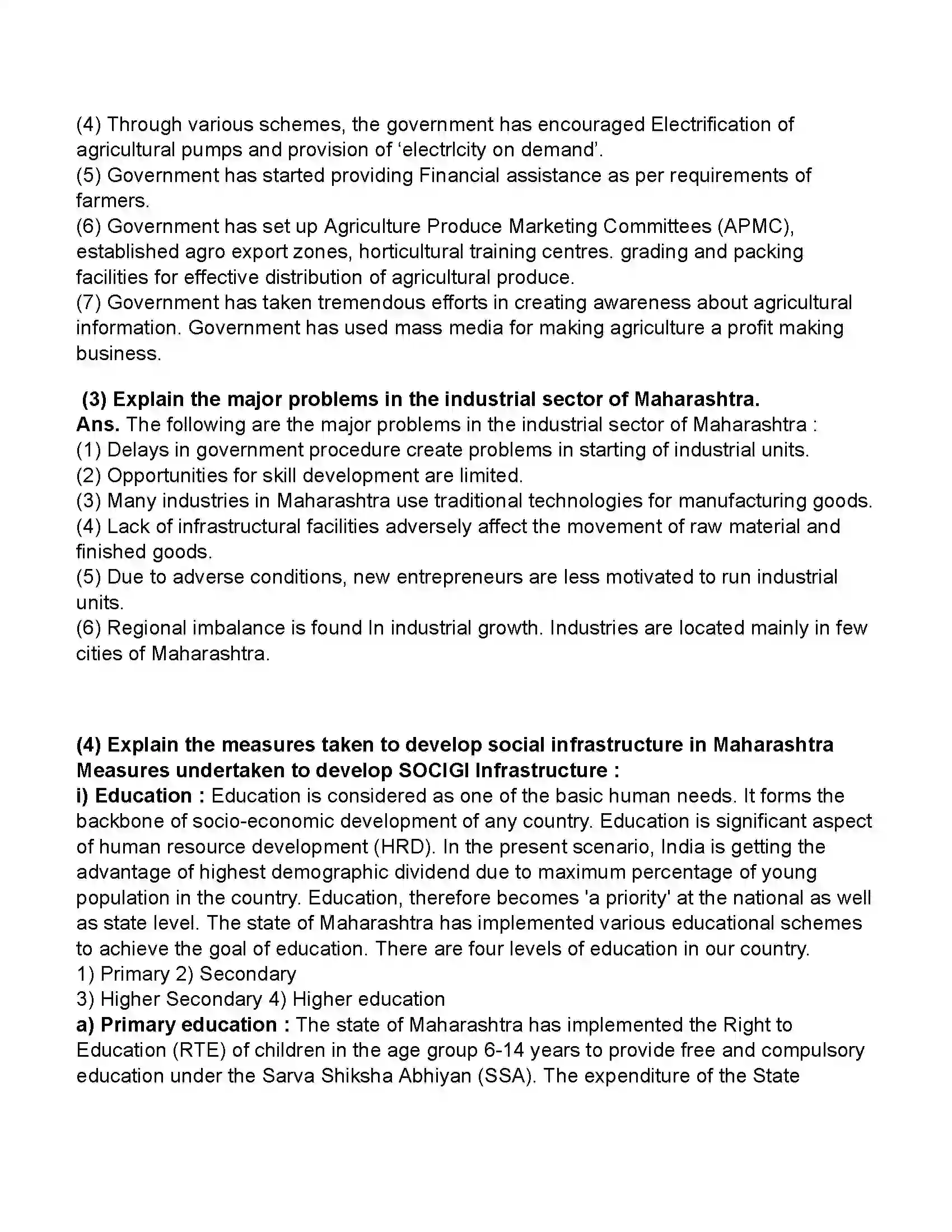 Maharashtra Board Class 11th Economics The Economy of Maharashtra Revision Note 5