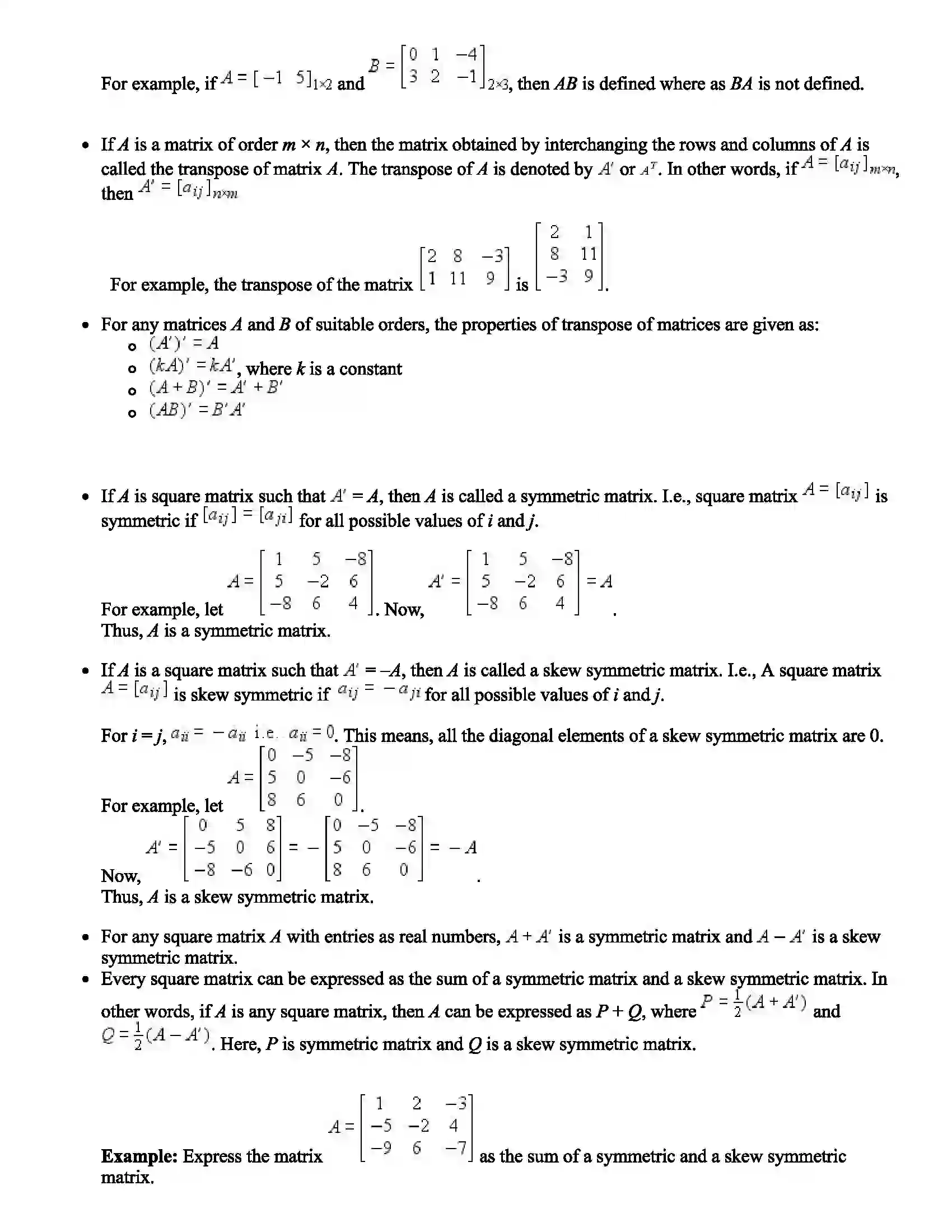 Maharashtra Board Class 11th Mathematics Matrices Revision Note 4