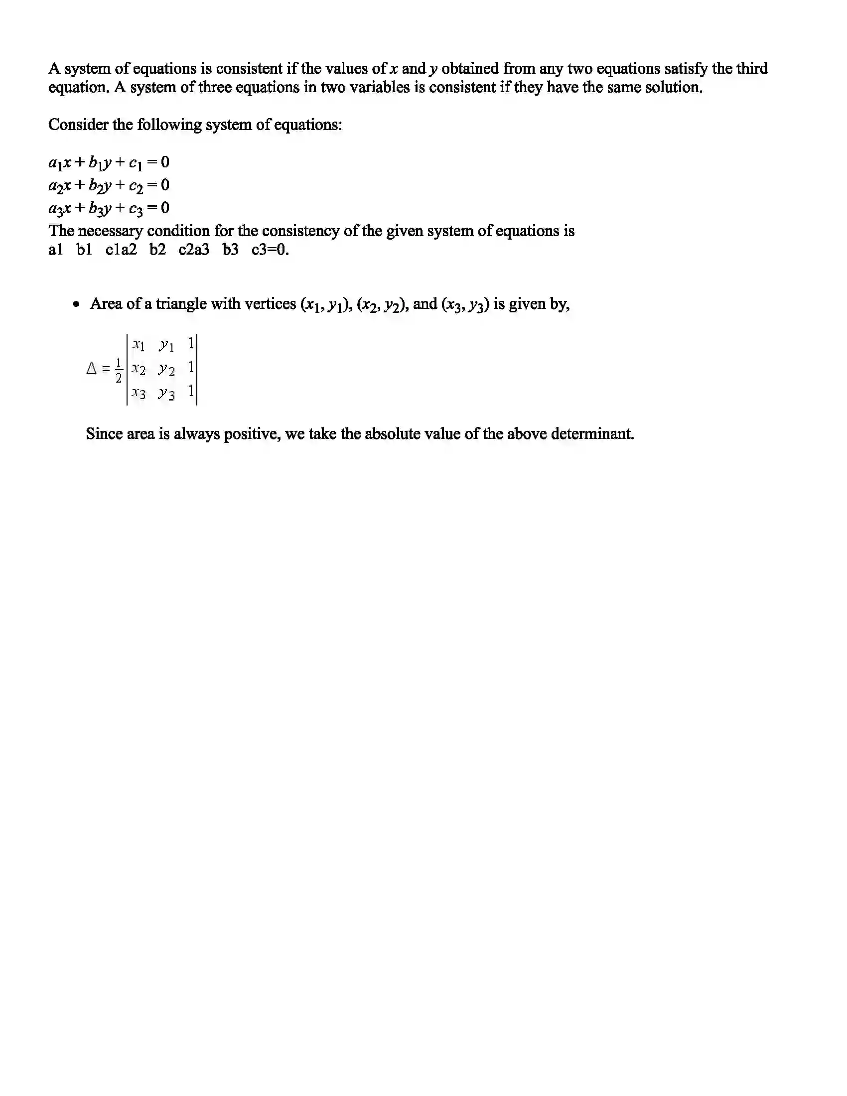 Maharashtra Board Class 11th Mathematics Part - I Determinants Revision Note 3