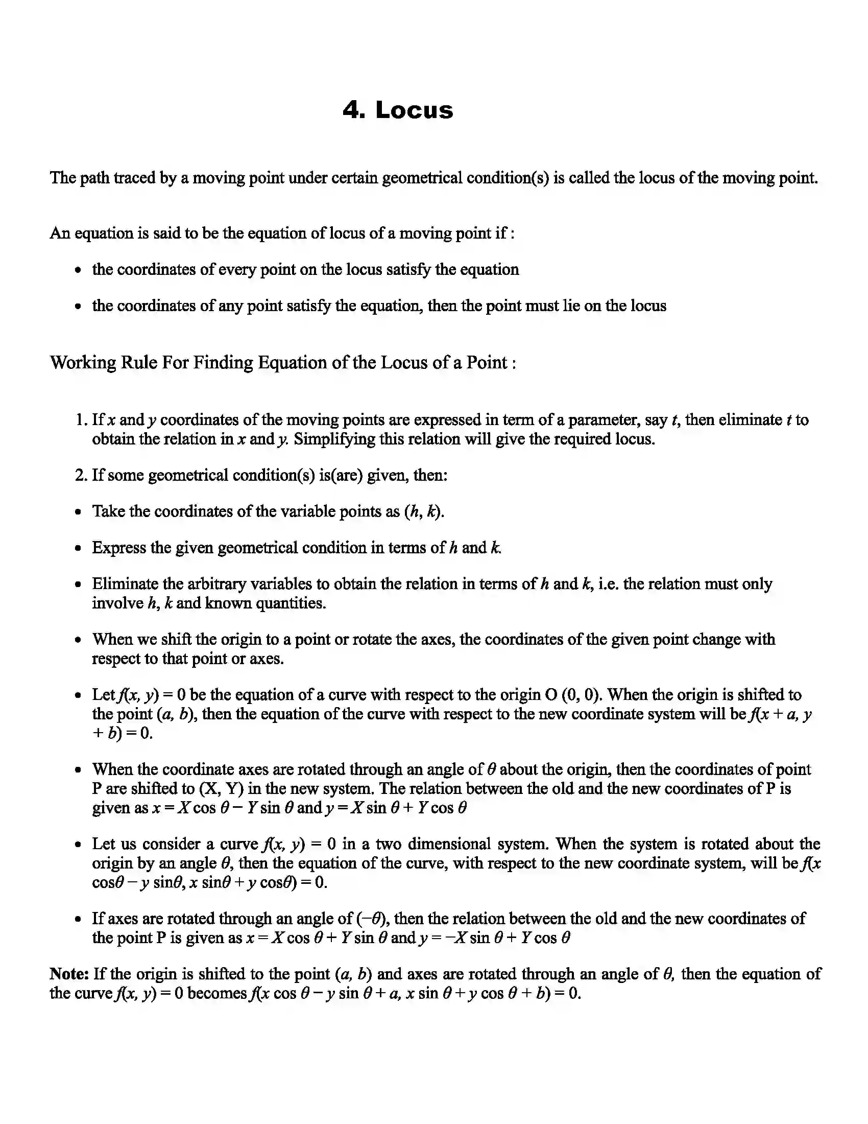 Maharashtra Board Class 11th Mathematics Part - I Locus Revision Note 1