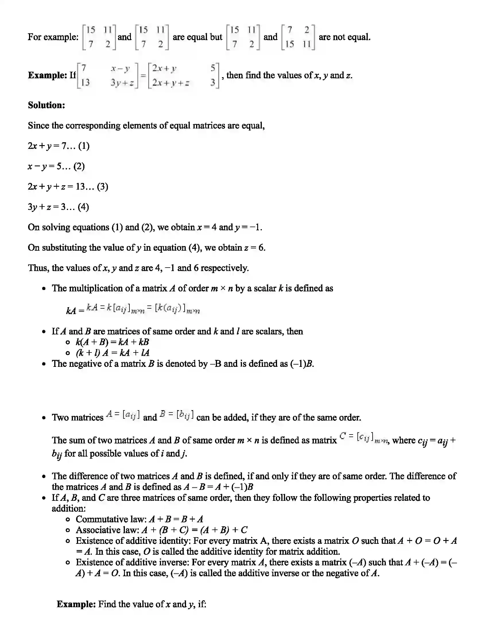 Maharashtra Board Class 11th Mathematics Part - I Matrices Revision Note 2