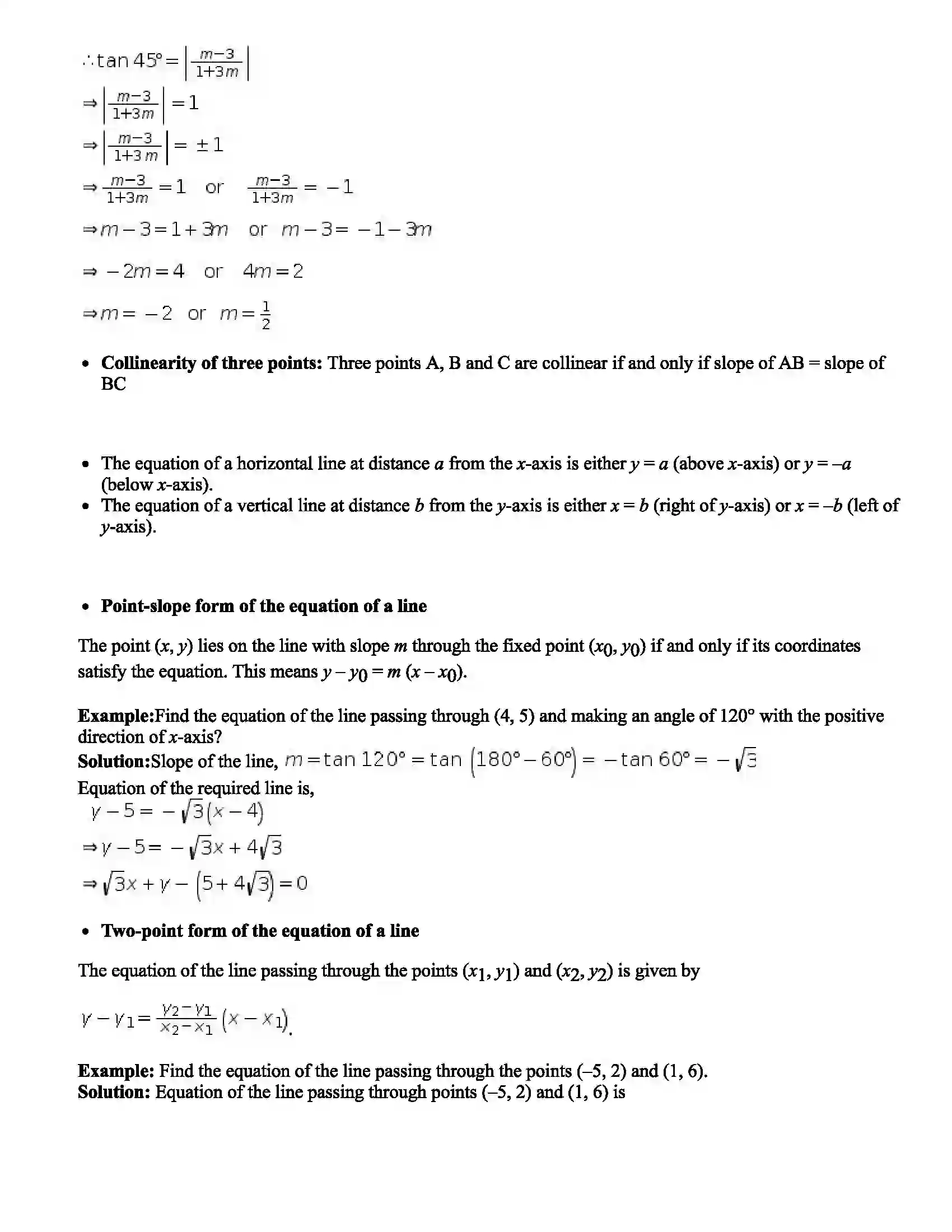 Maharashtra Board Class 11th Mathematics Part - I Straight Line Revision Note 2