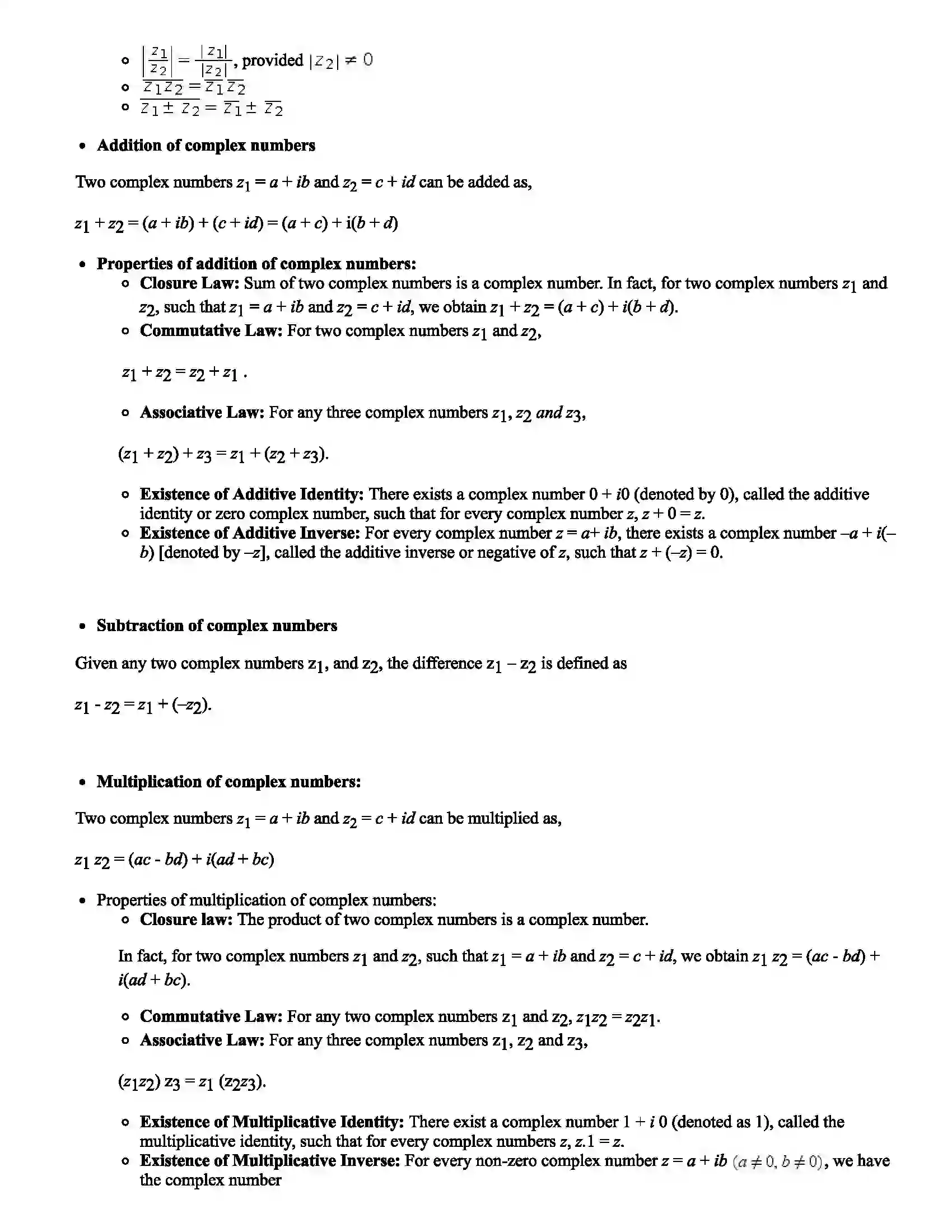 Maharashtra Board Class 11th Mathematics Part - II Complex Numbers Revision Note 2