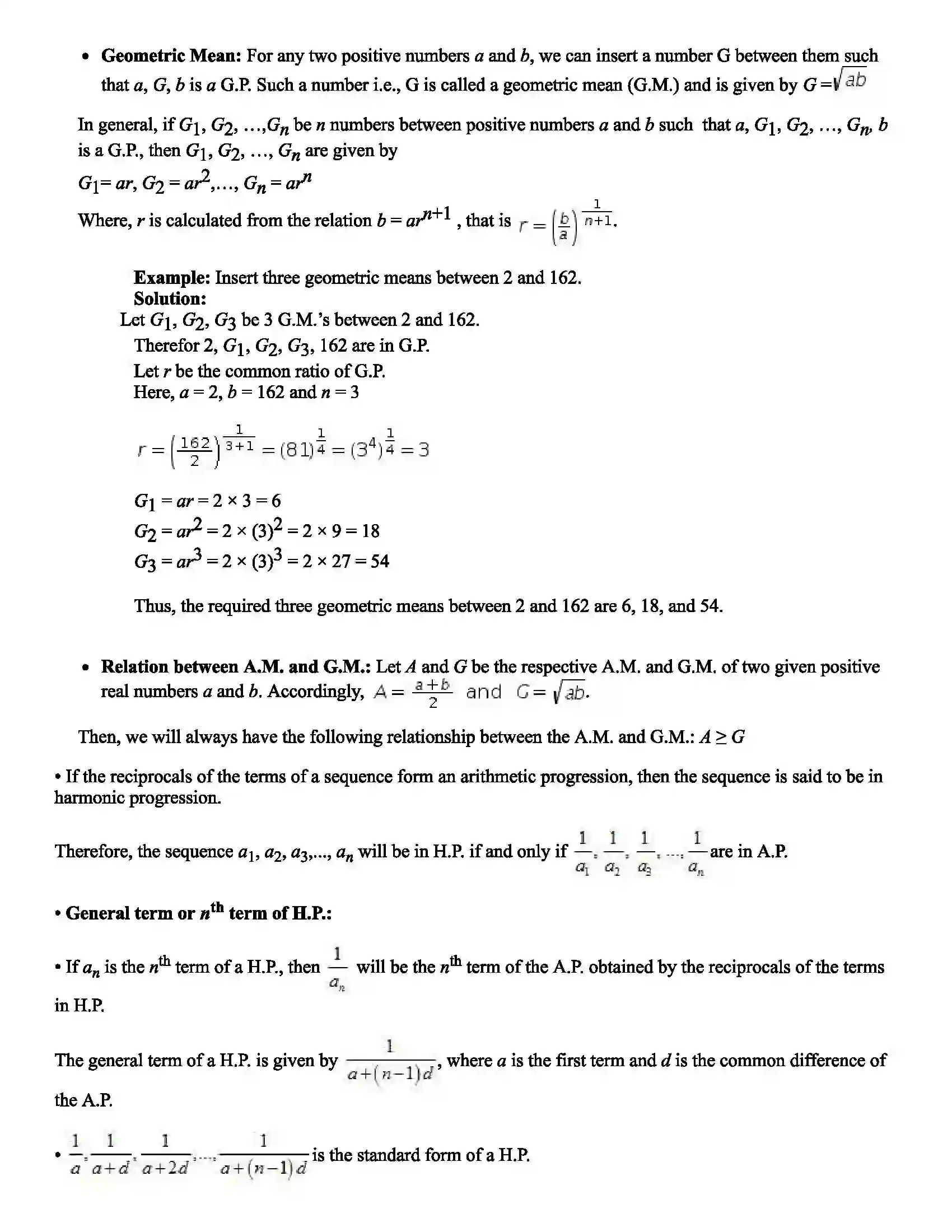 Maharashtra Board Class 11th Mathematics Part - II Sequence and Series Revision Note 5