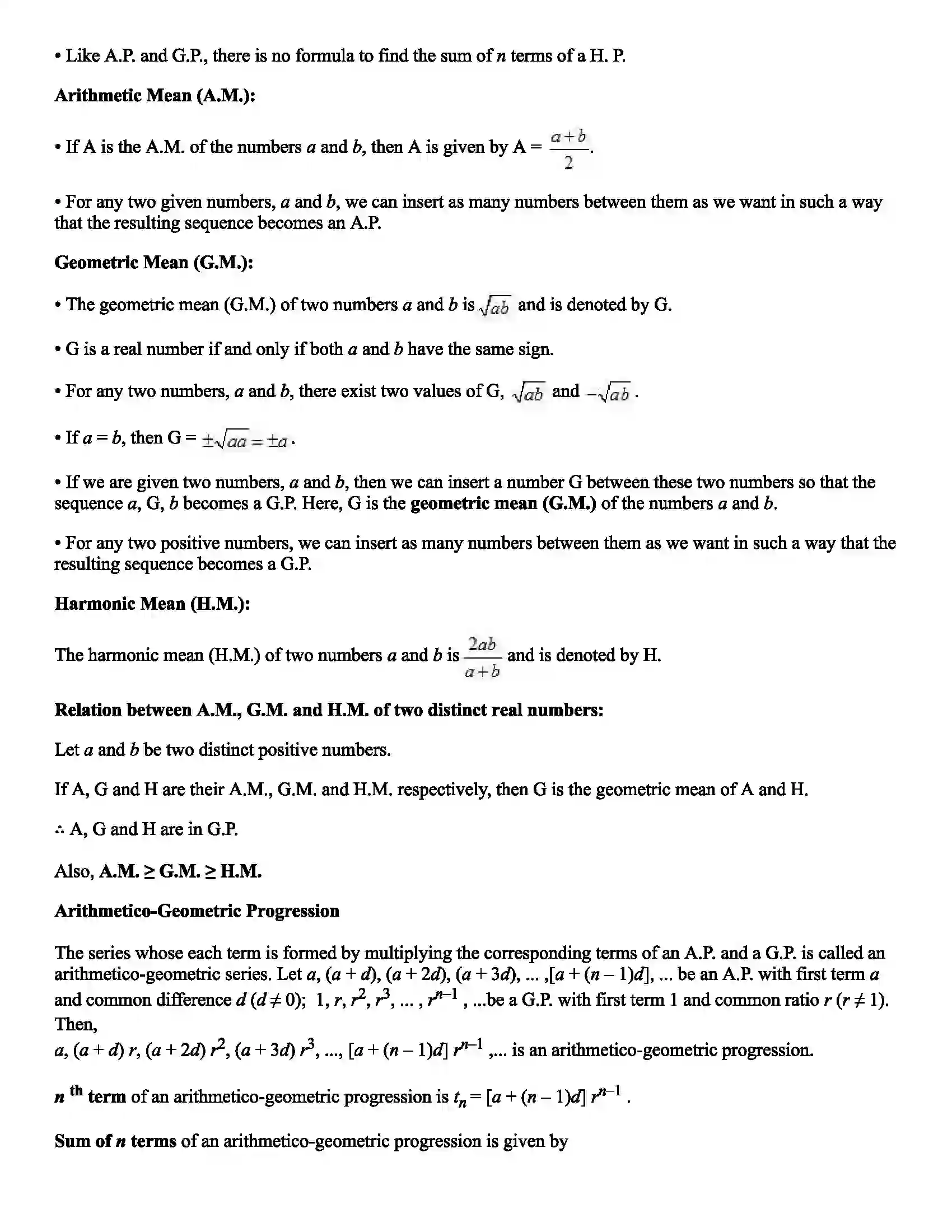 Maharashtra Board Class 11th Mathematics Part - II Sequence and Series Revision Note 6