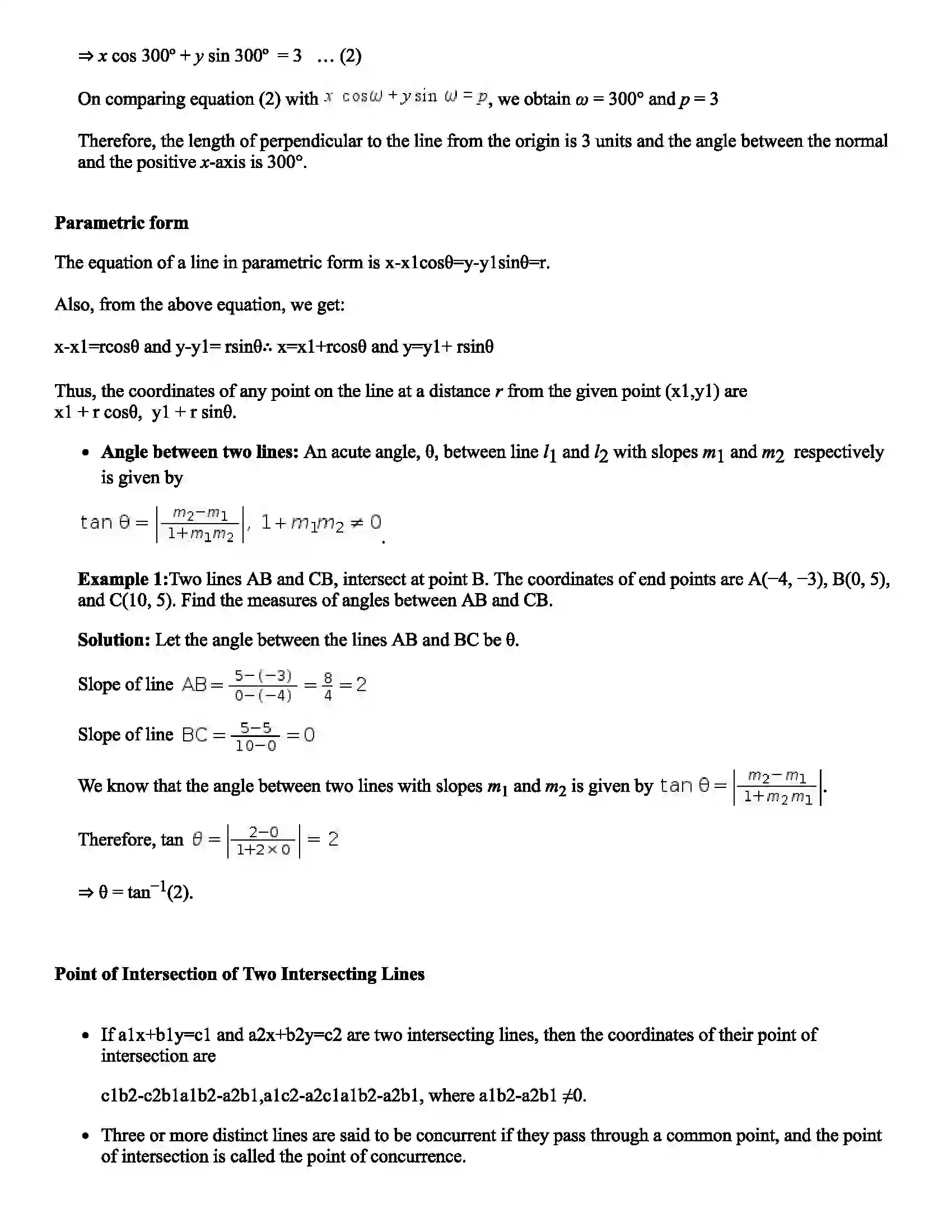 Maharashtra Board Class 11th Mathematics Straight Line Revision Note 5