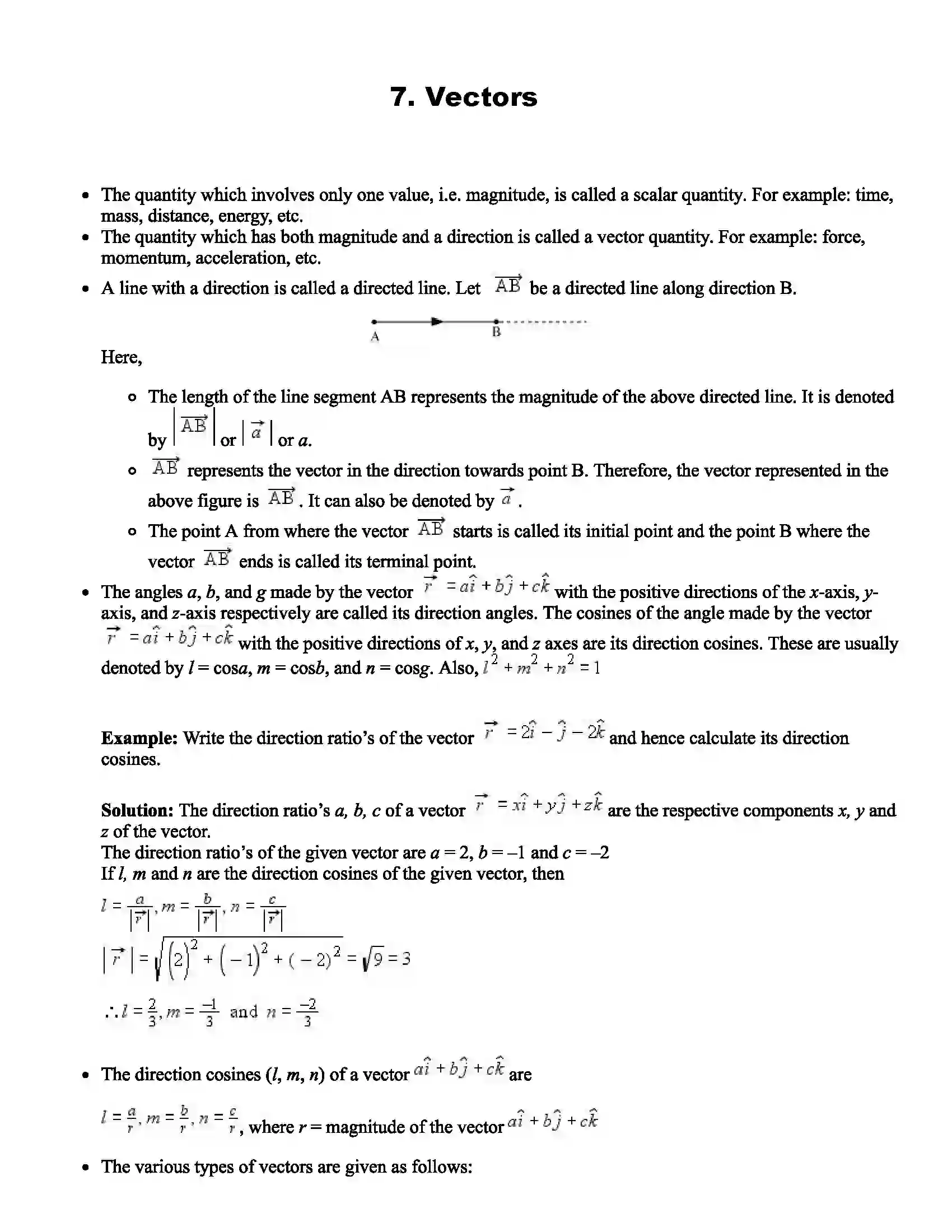 Maharashtra Board Class 11th Mathematics Vectors Revision Note 1