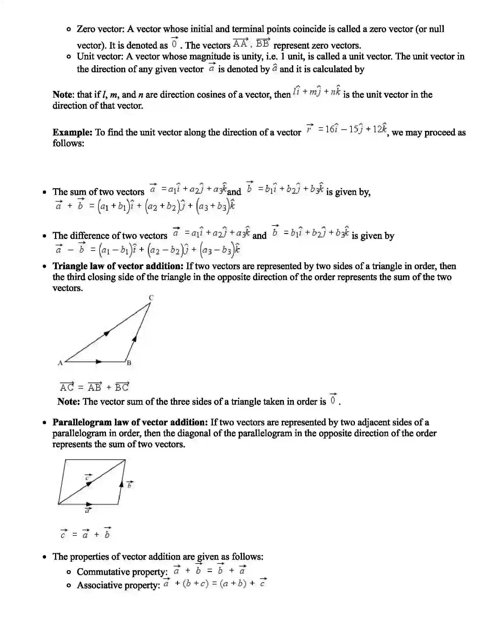 Maharashtra Board Class 11th Mathematics Vectors Revision Note 2