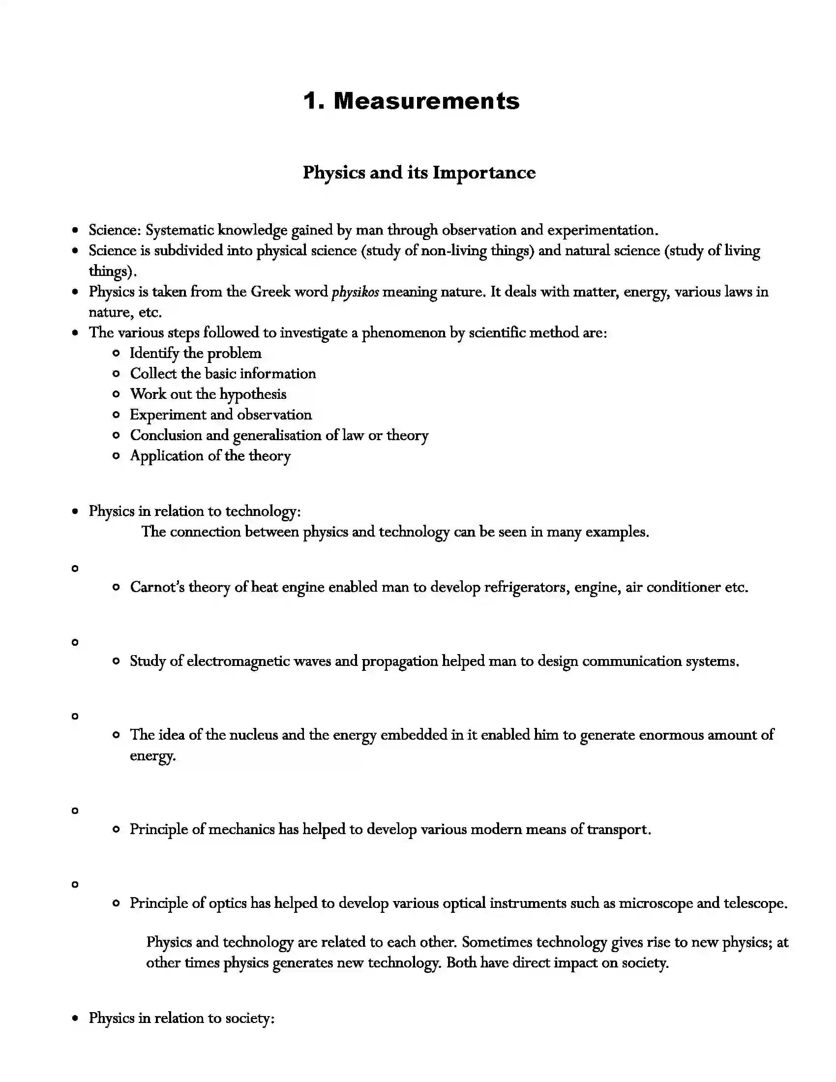 Maharashtra Board Class 11th Physics Measurements Revision Note 1