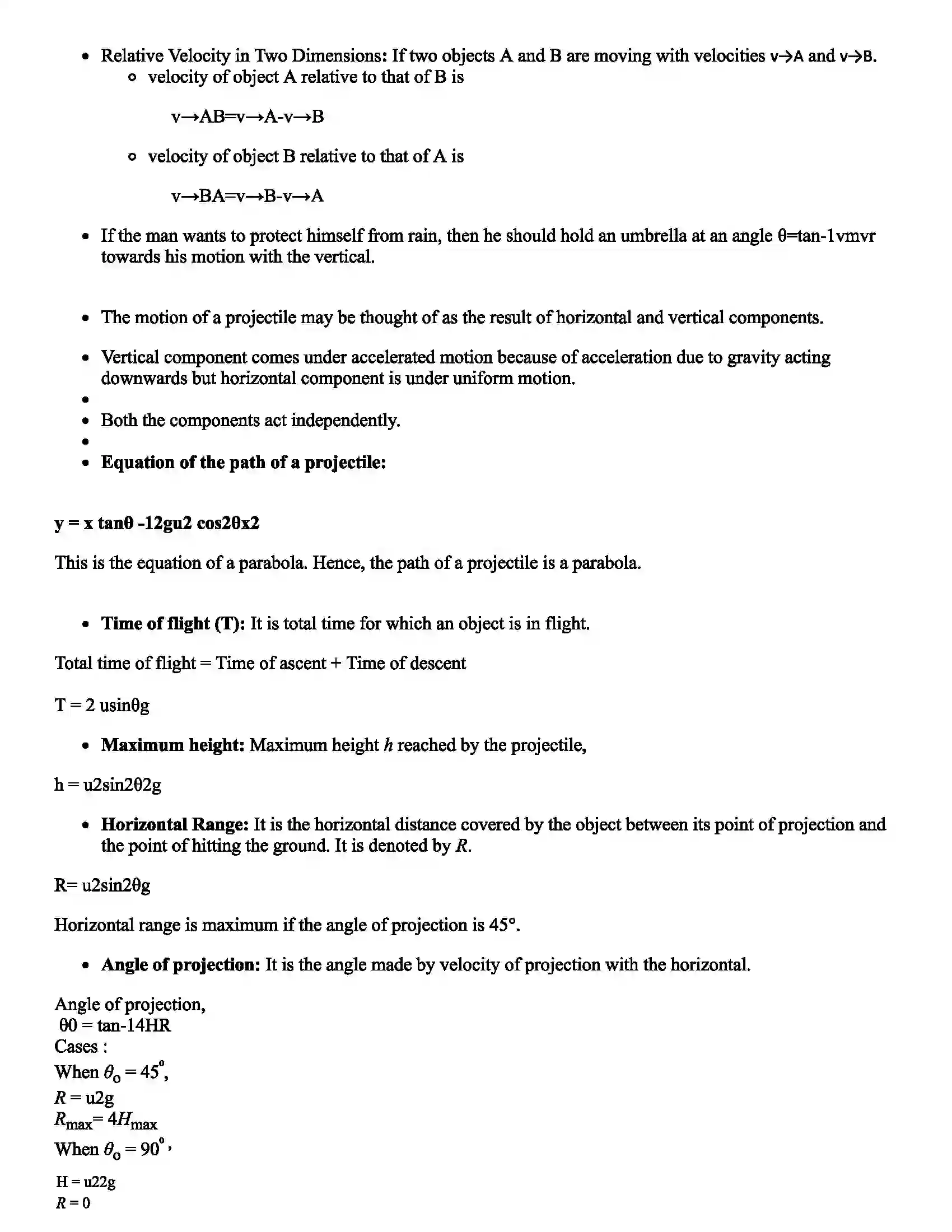 Maharashtra Board Class 11th Physics Projectile Motion Revision Note 5