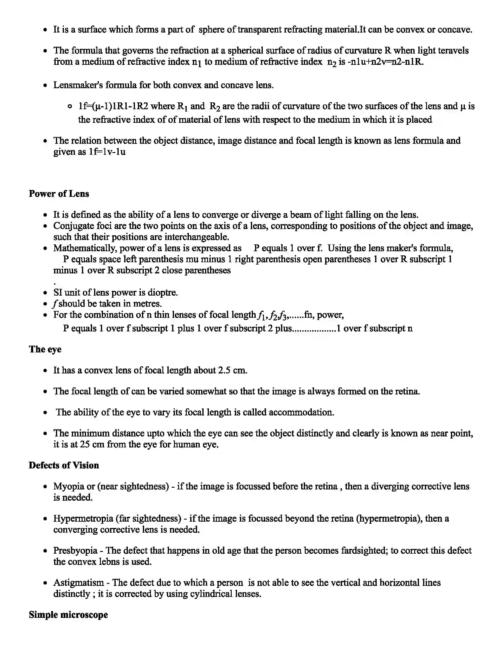 Maharashtra Board Class 11th Physics Ray Optics Revision Note 2
