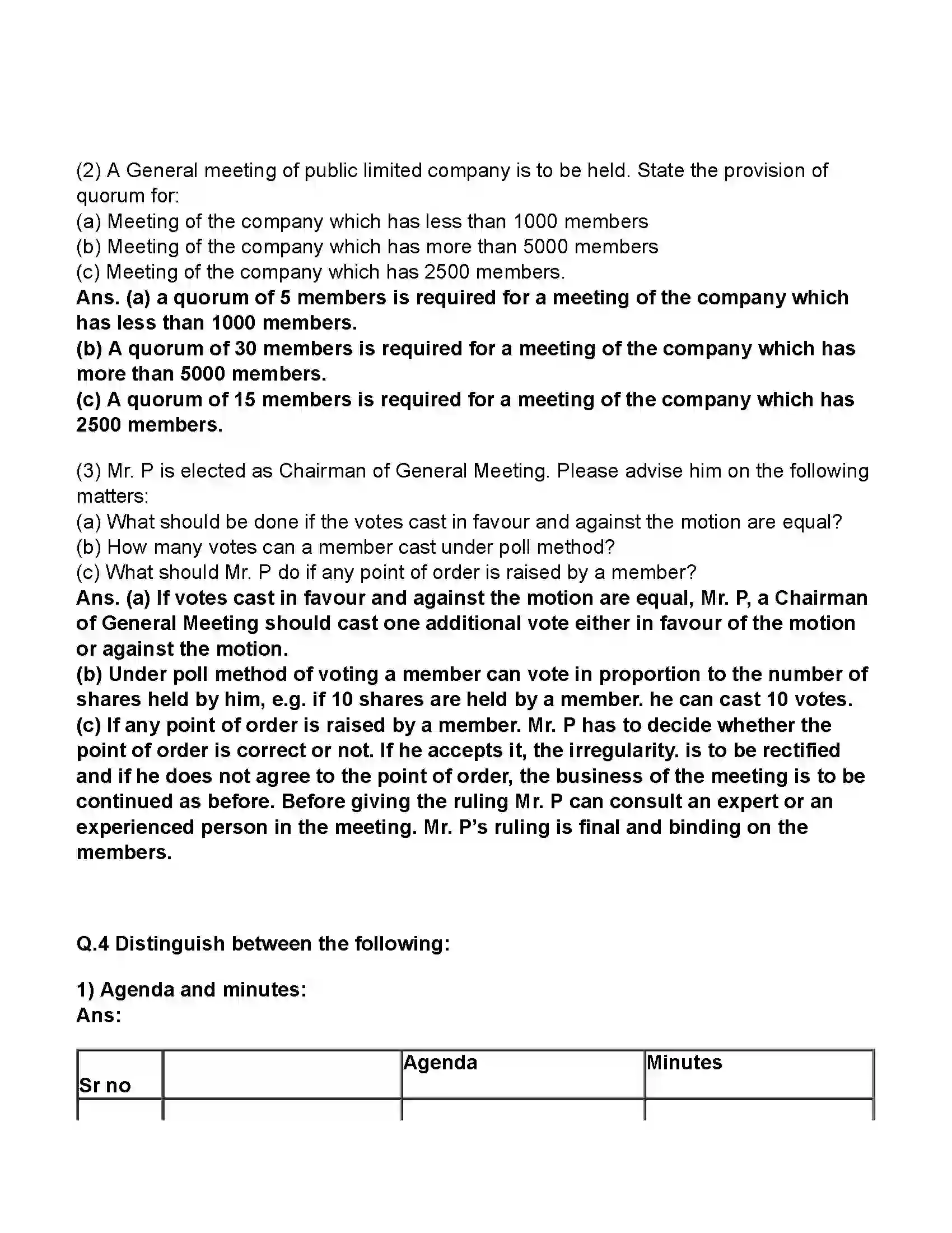 Maharashtra Board Class 11th Secretarial Practice Company Meeting 1 Revision Note 10