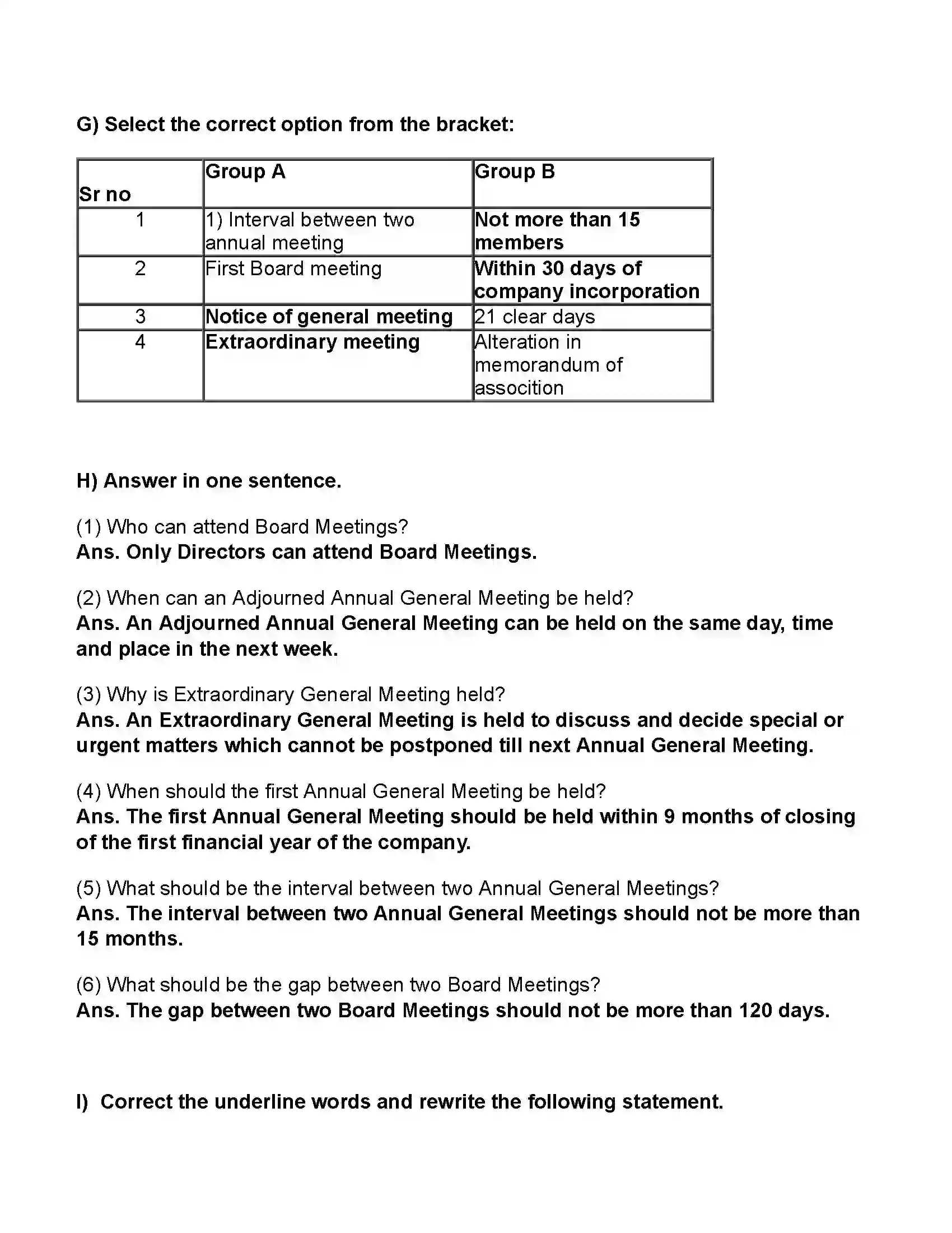 Maharashtra Board Class 11th Secretarial Practice Company Meeting 2 Revision Note 4
