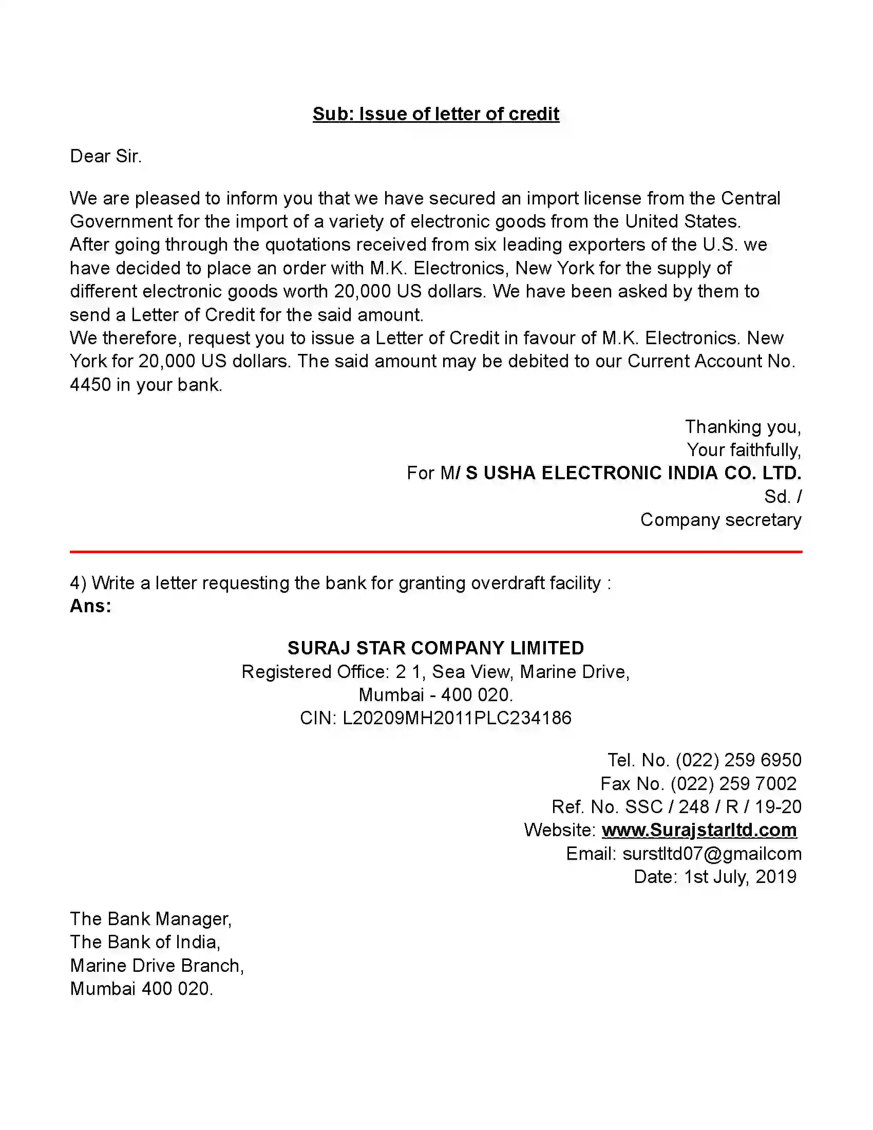 Maharashtra Board Class 11th Secretarial Practice Corresponding With Banks (Letters) Revision Note 4