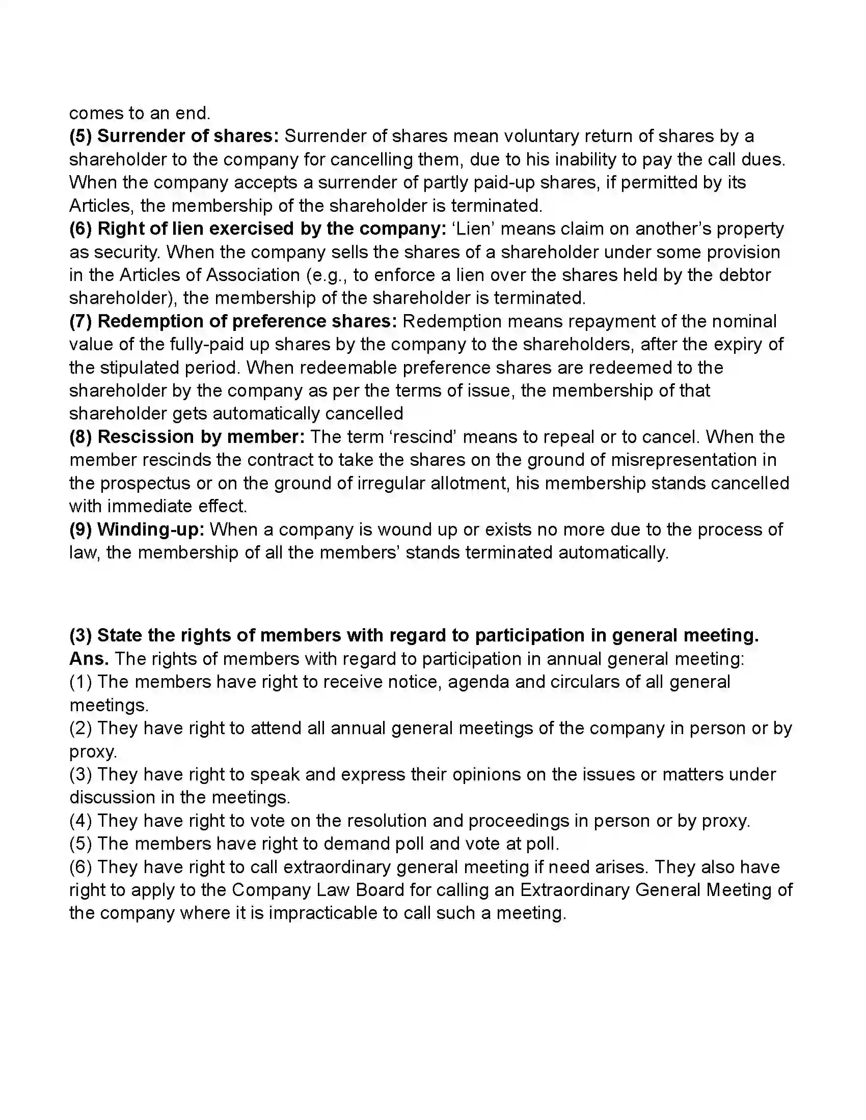 Maharashtra Board Class 11th Secretarial Practice Members of a Company Revision Note 10