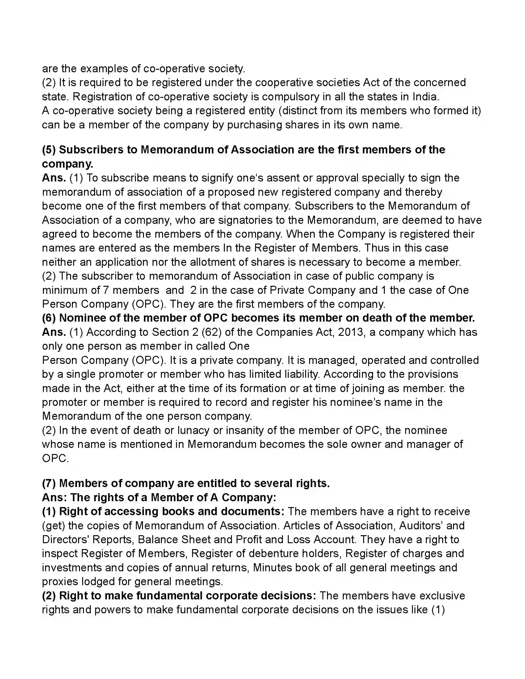 Maharashtra Board Class 11th Secretarial Practice Members of a Company Revision Note 12
