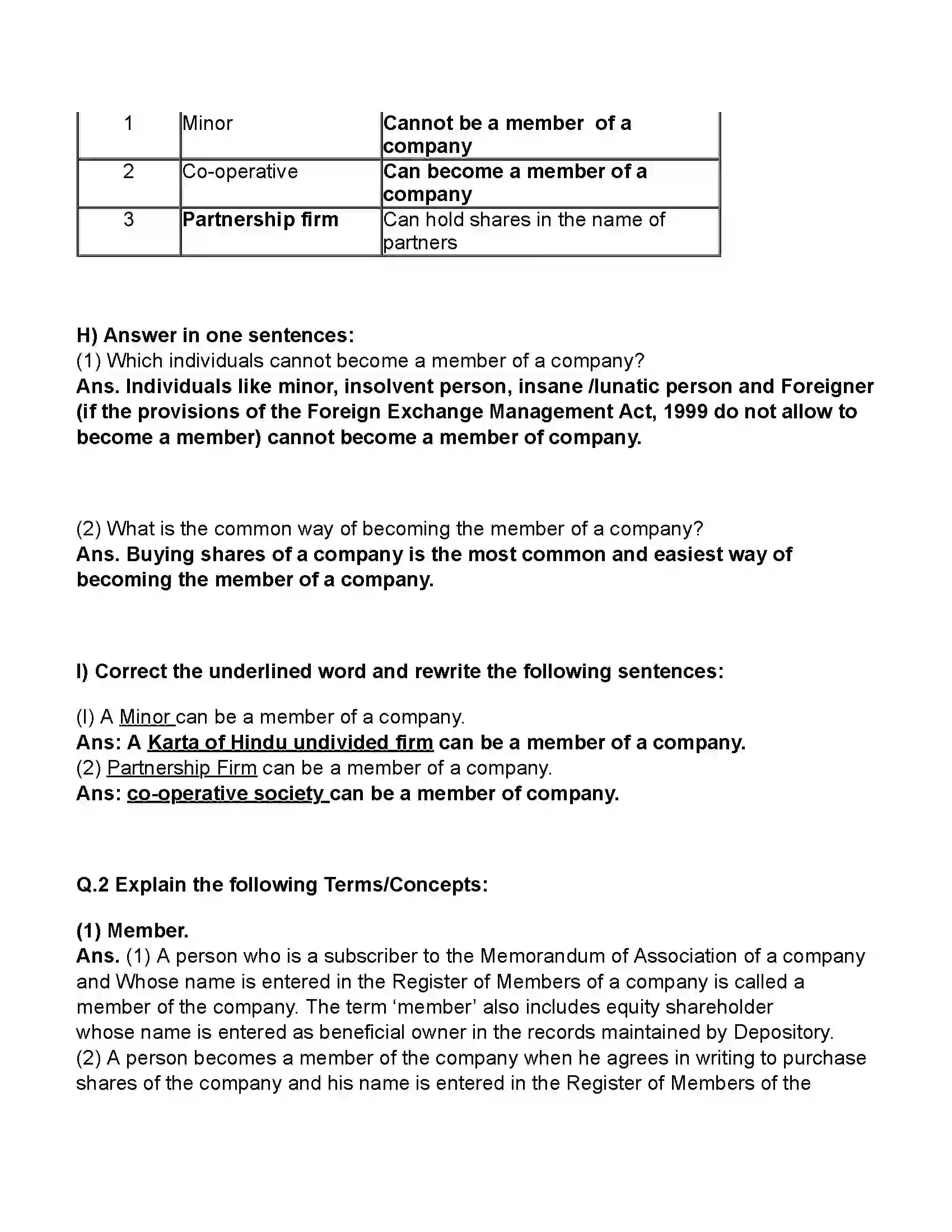 Maharashtra Board Class 11th Secretarial Practice Members of a Company Revision Note 4