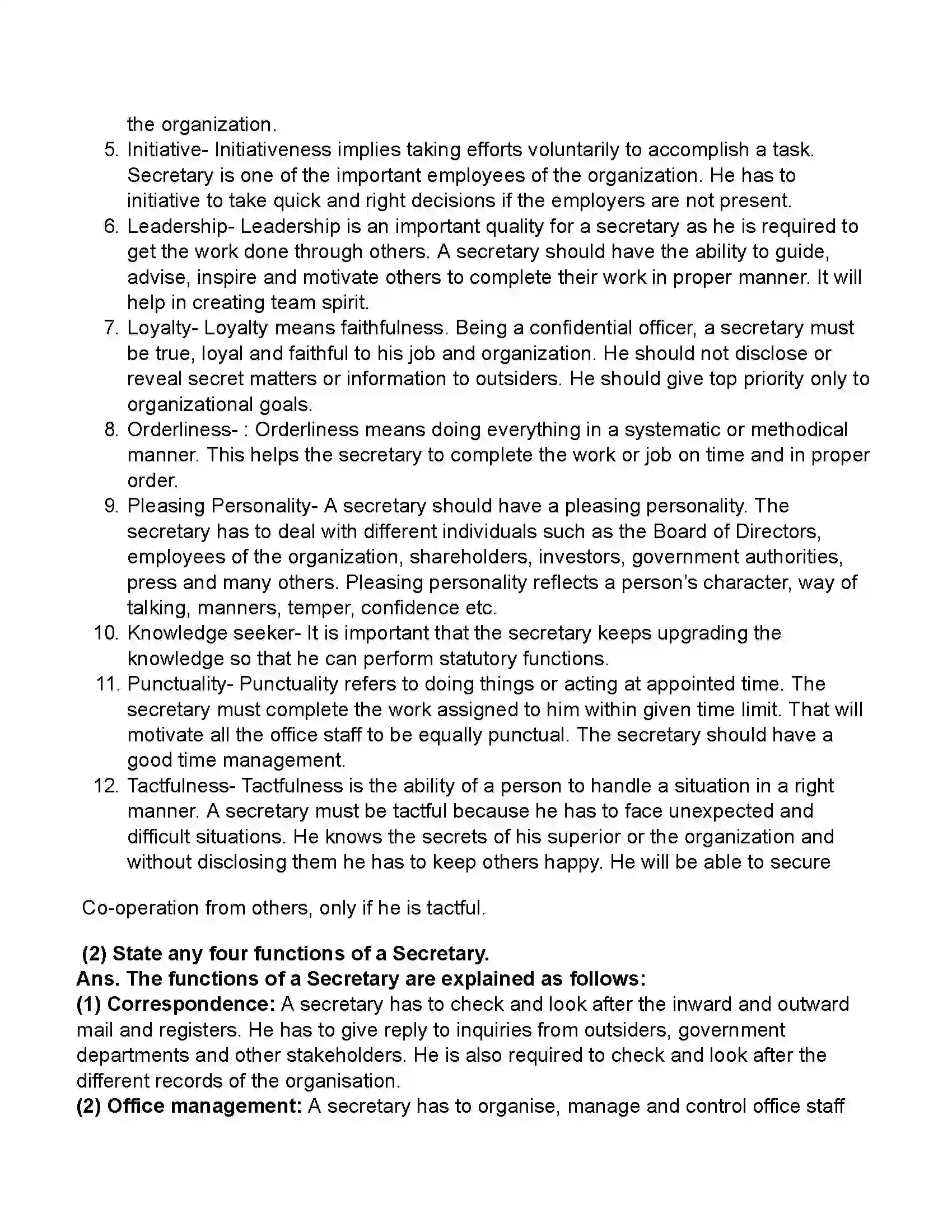 Maharashtra Board Class 11th Secretarial Practice Secretary Revision Note 11