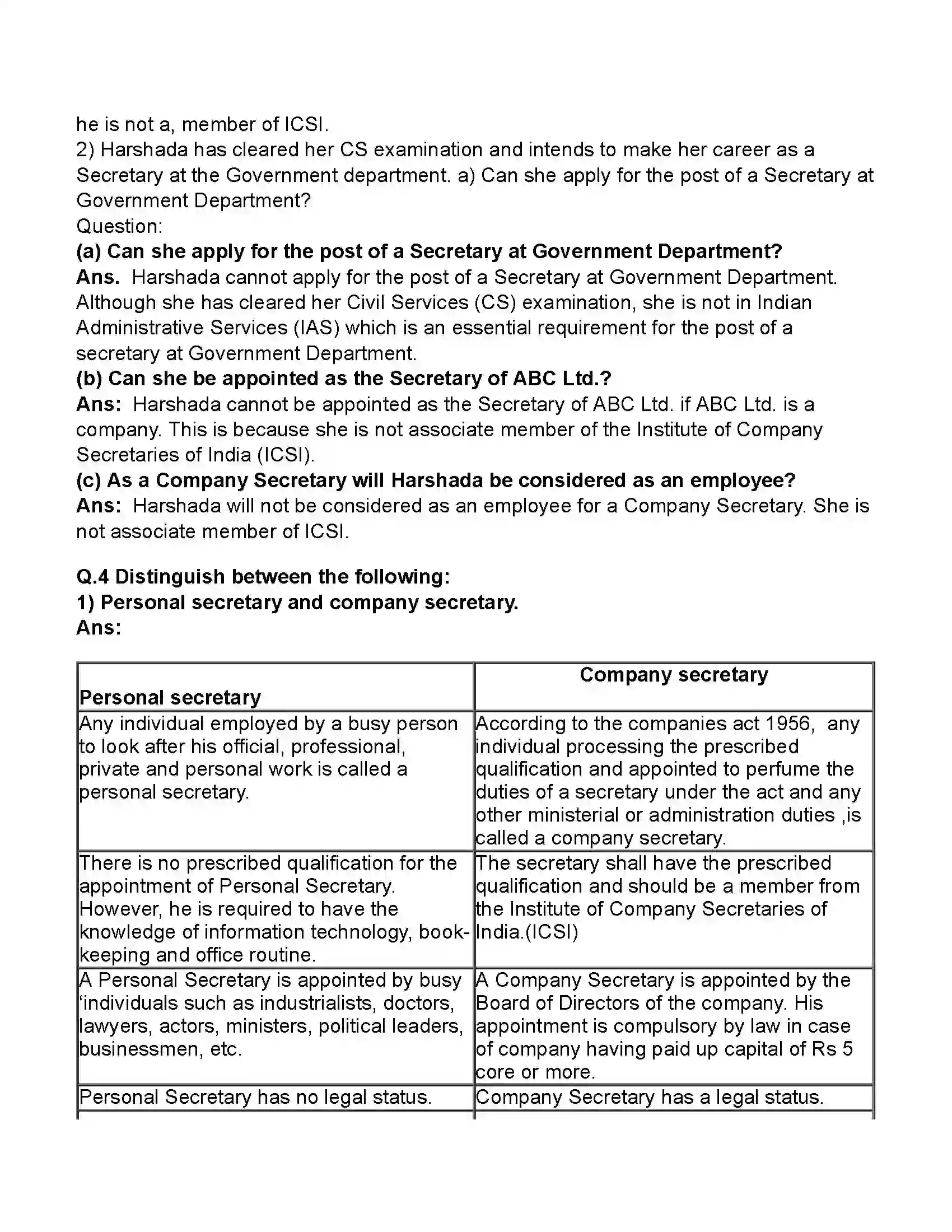 Maharashtra Board Class 11th Secretarial Practice Secretary Revision Note 7