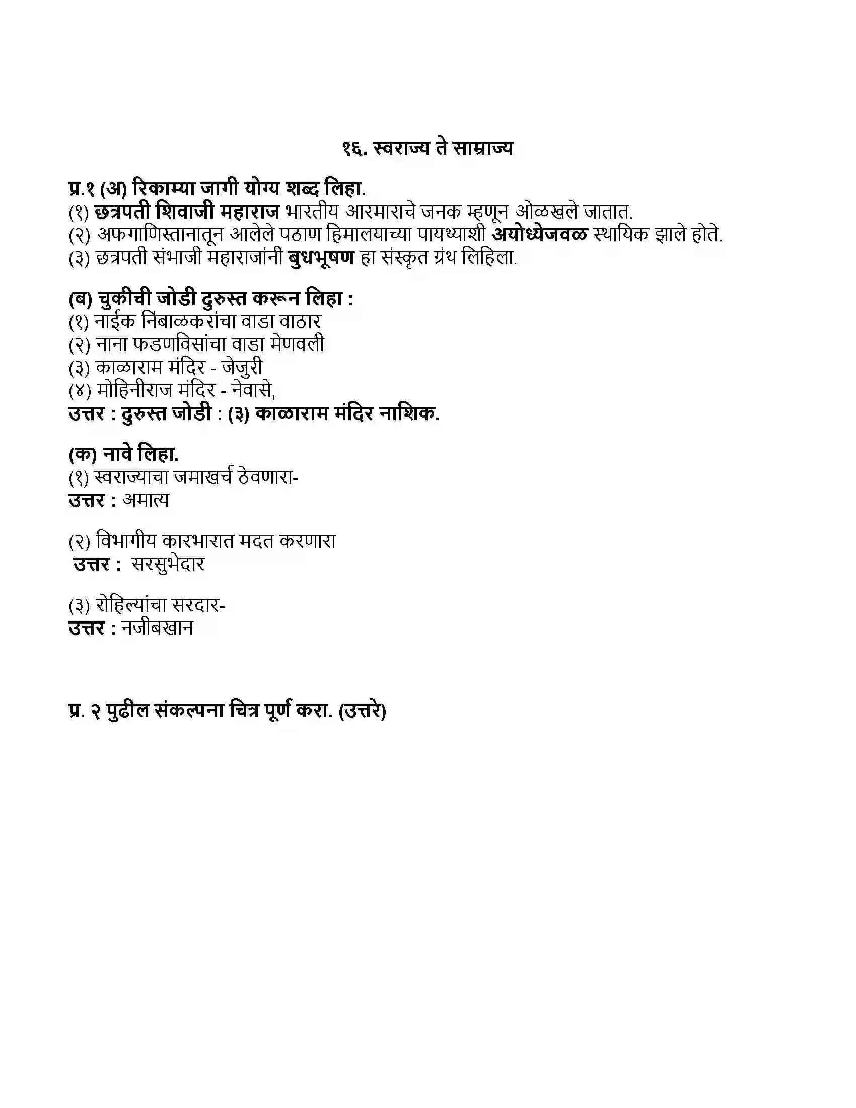 Maharashtra Board Class 11th इतिहास स्वराज्य ते साम्राज्य Revision Note 1