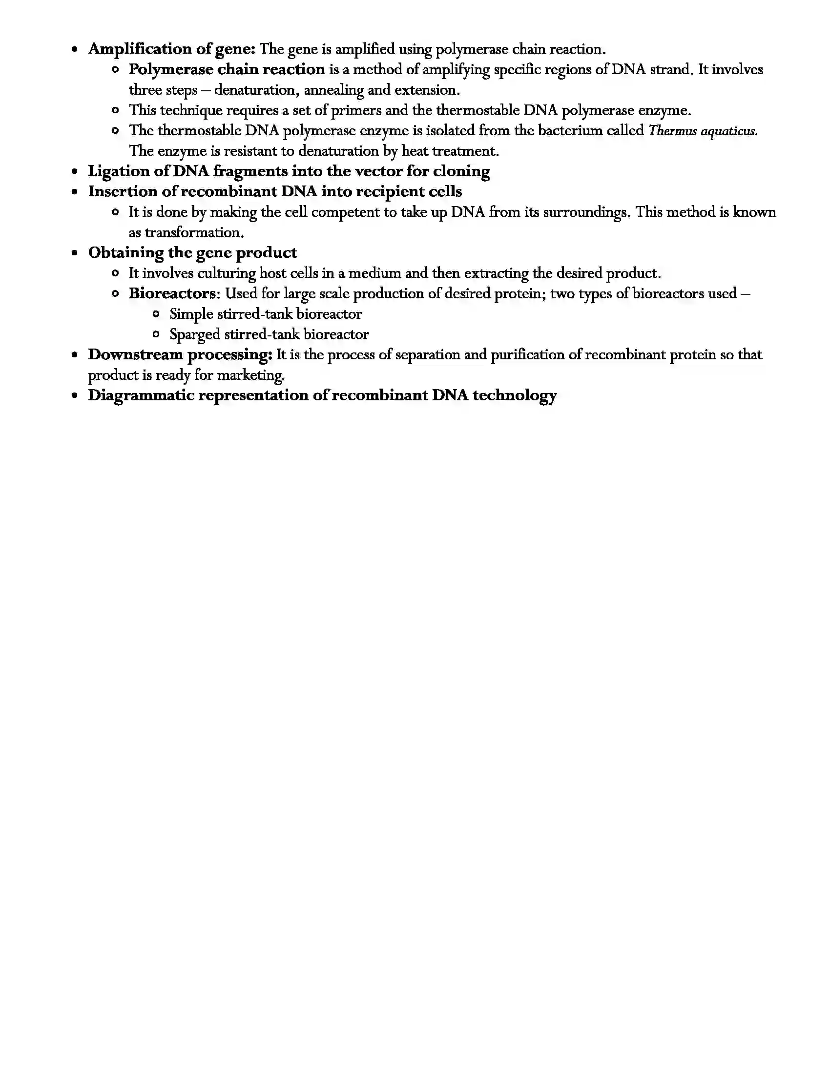 Maharashtra Board Class 12th Biology Biotechnology Process and Application Revision Note 3