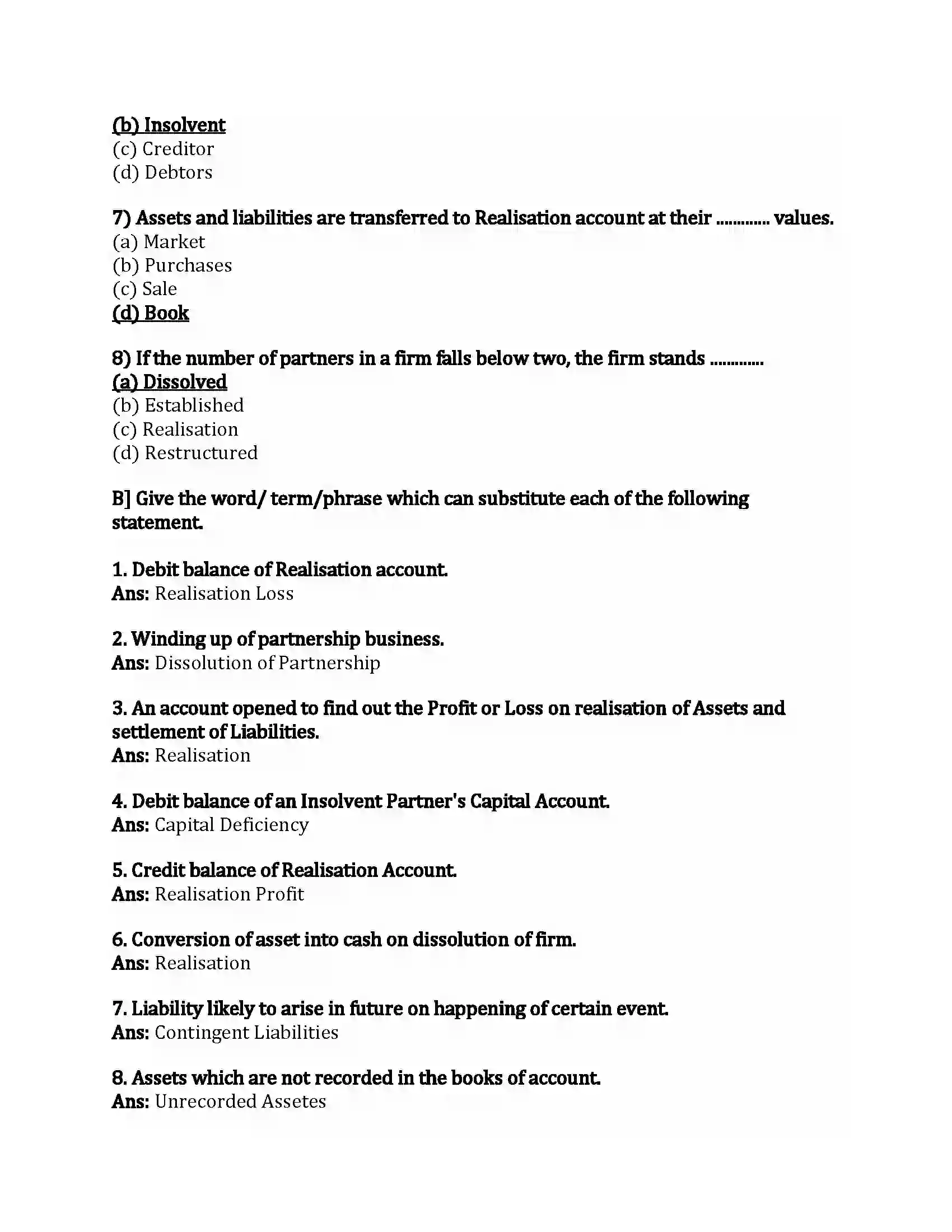 Maharashtra Board Class 12th Book-Keeping & Accountancy Dissolution Of Partnership Firm Revision Note 2