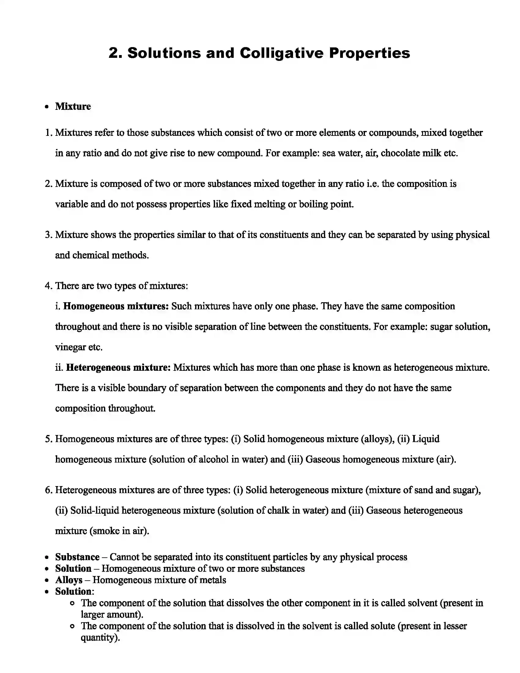 Maharashtra Board Class 12th Chemistry Solutions and Colligative Properties Revision Note 1