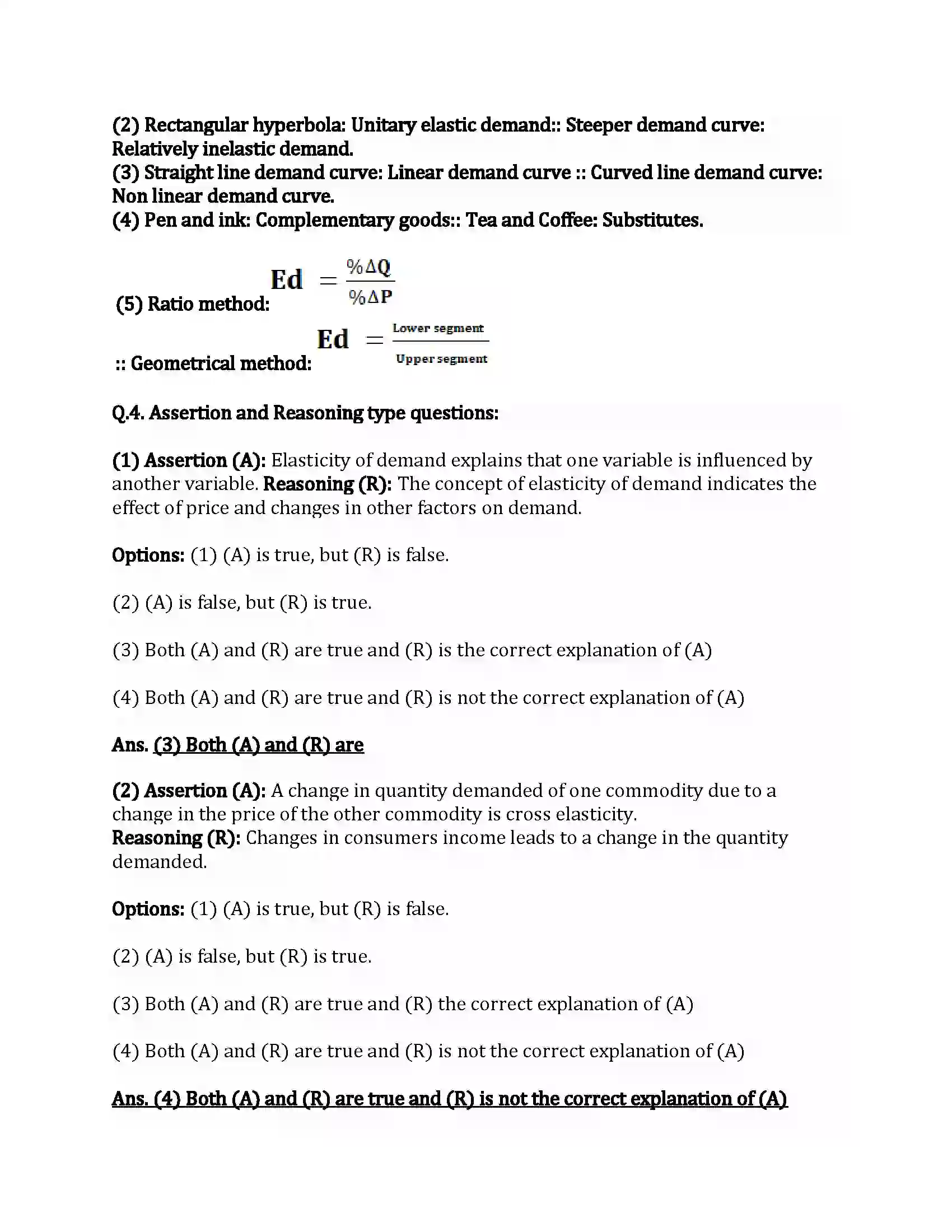 Maharashtra Board Class 12th Economics Elasticity of Demand Revision Note 2