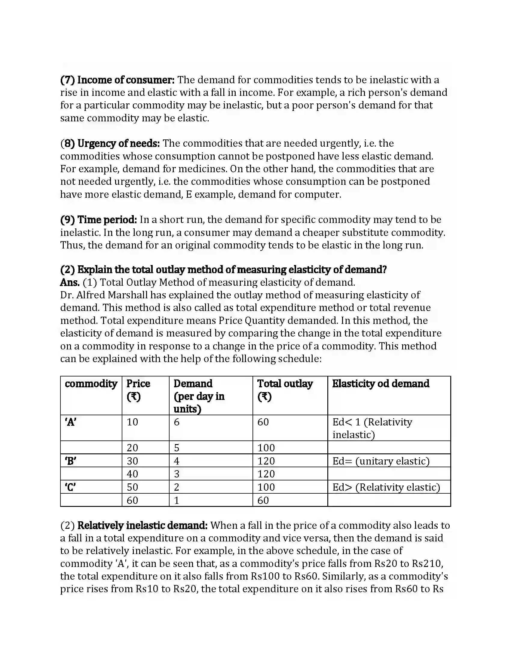 Maharashtra Board Class 12th Economics Elasticity of Demand Revision Note 5