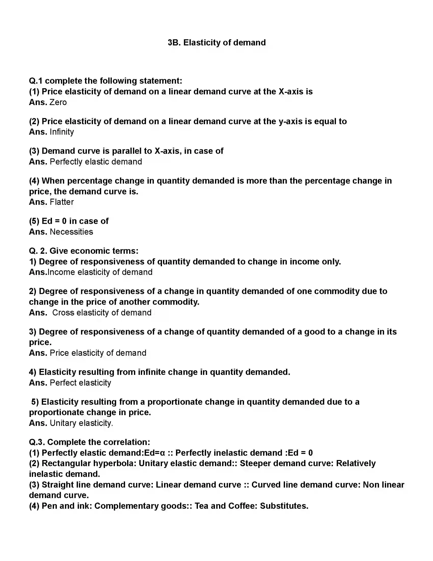 Maharashtra Board Class 12th Economics Elasticity of Demand Revision Note 1