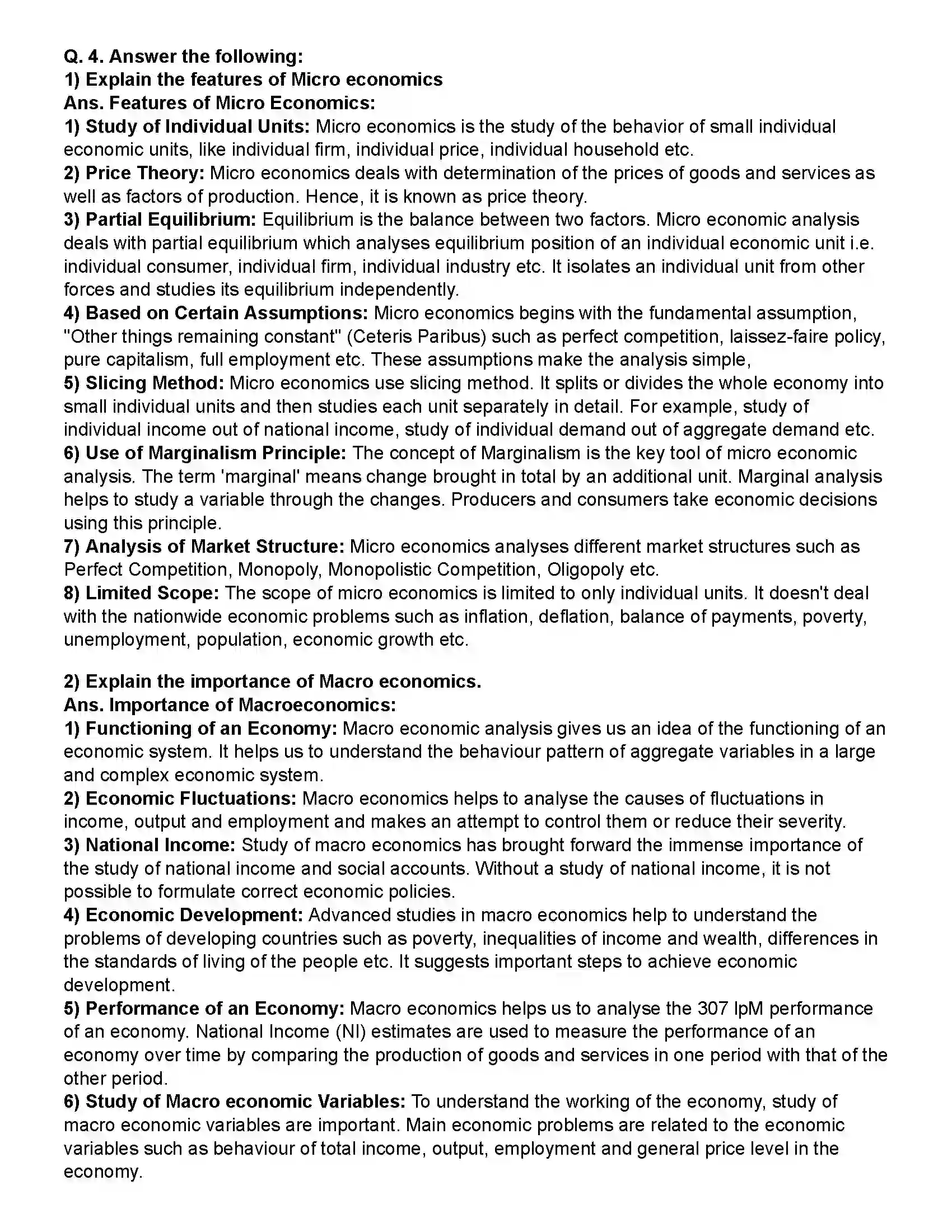 Maharashtra Board Class 12th Economics Introduction to Micro & Macro Economics Revision Note 2